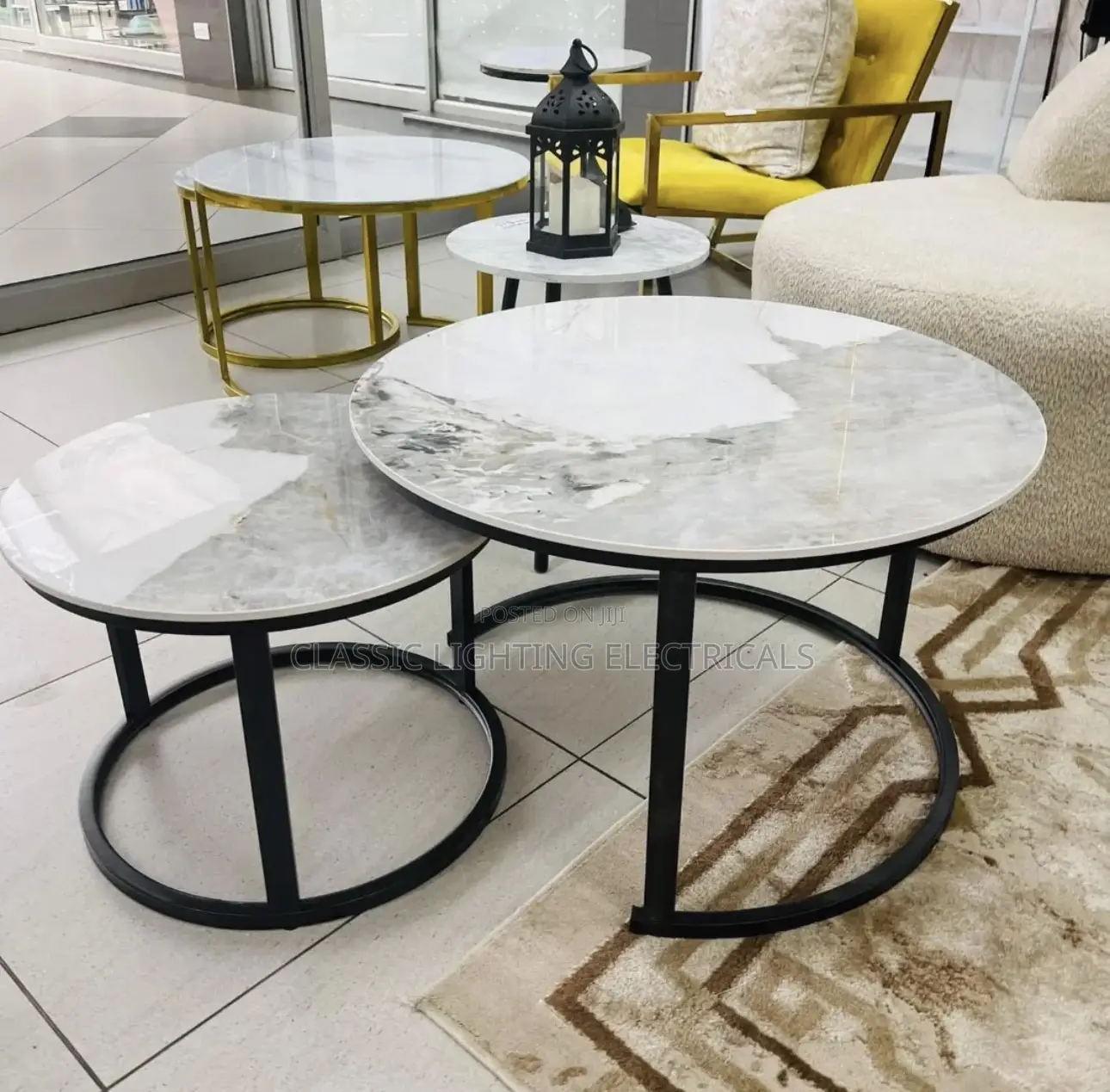 Rock-plate Coffee Table Living Room Household Small-sized Round Table