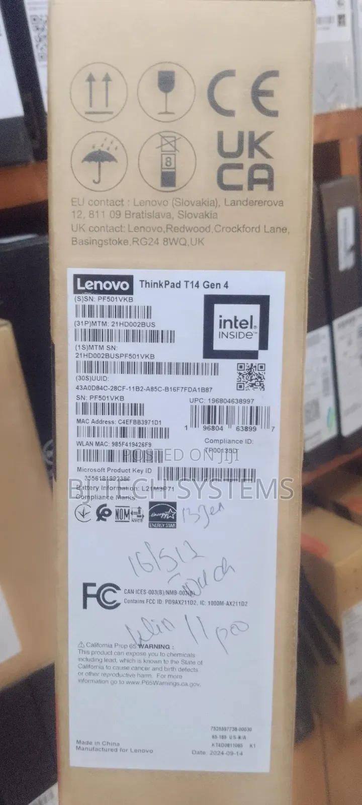 New Laptop Lenovo ThinkPad T14 16GB Intel Core I7 SSD 512GB