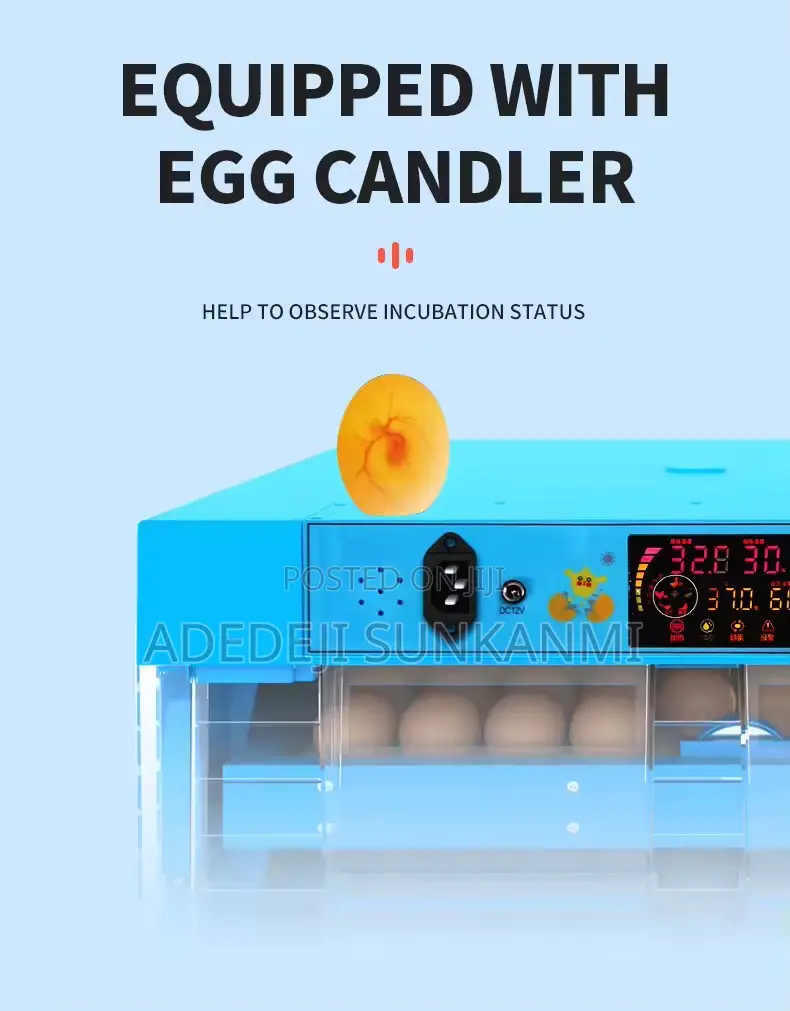 192 Eggs Incubator With Candler and Dual Power