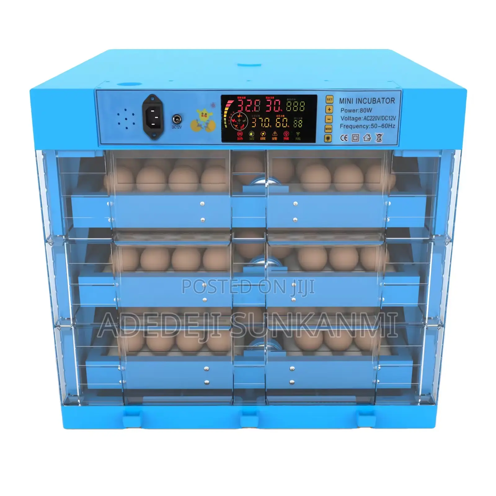 192 Eggs Incubator With Candler and Dual Power