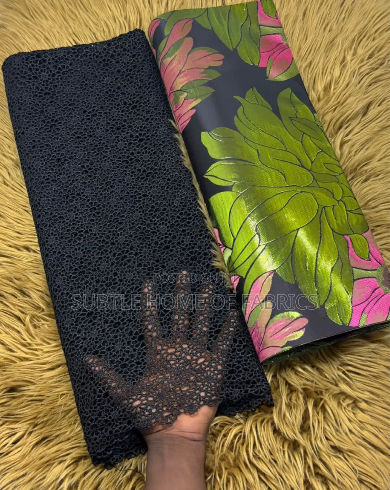 Luxury Black Lace With Matching Gele for Elegant Women