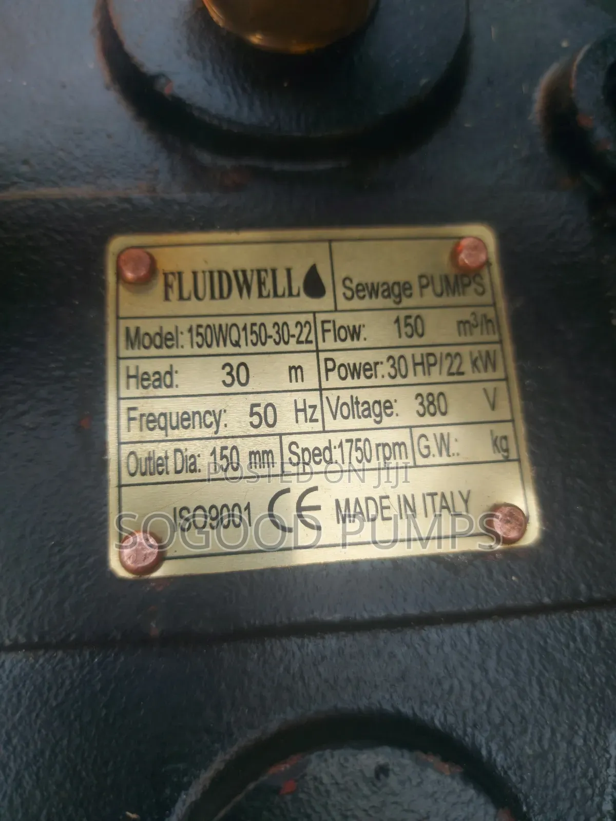 Fluidwell Sewage Submersible Pump 22kw/30hp