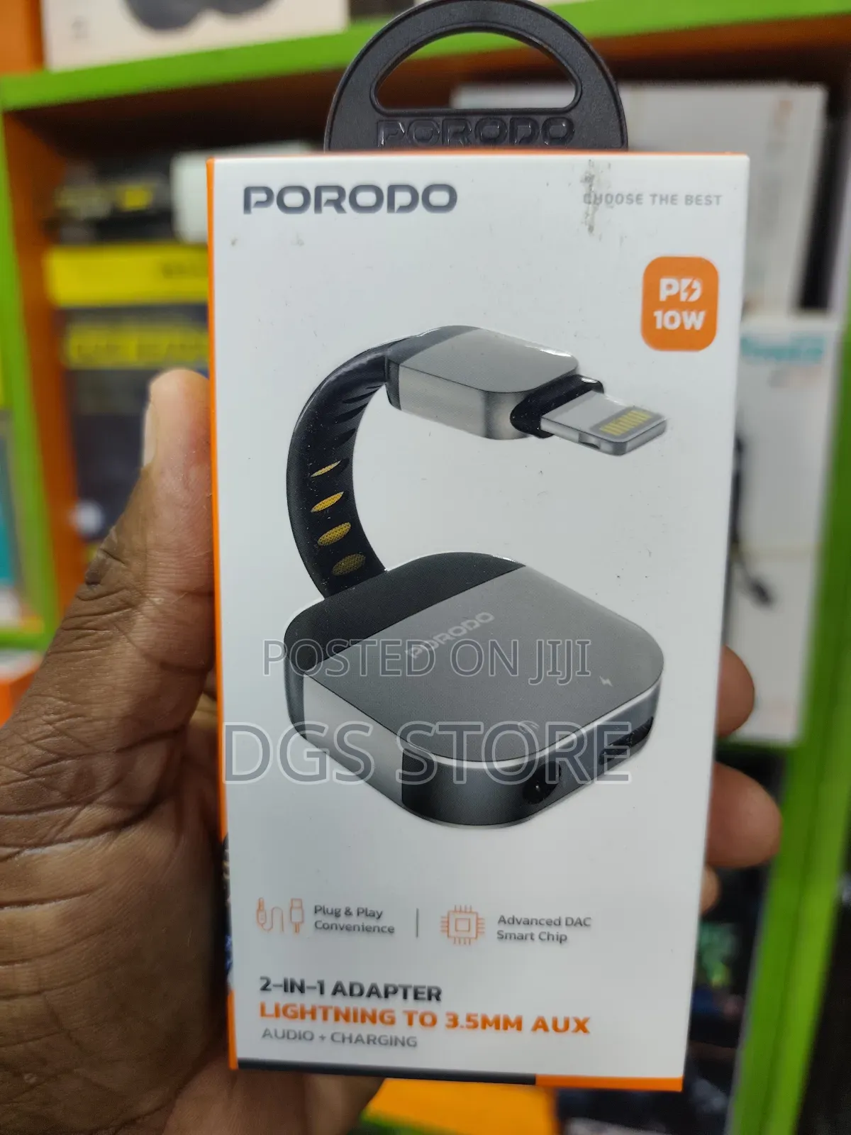 Porodo 2in1 Adapter Lightning to 3.5mm Aux Audio Adapter+ Charging