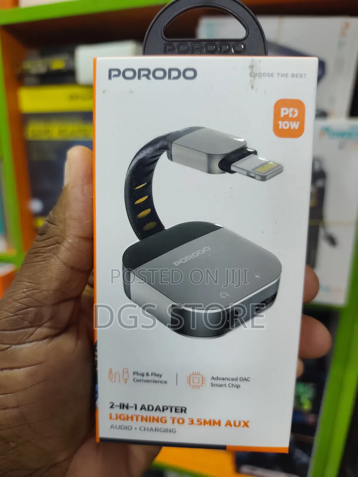 Porodo 2in1 Adapter Lightning to 3.5mm Aux Audio Adapter+ Charging