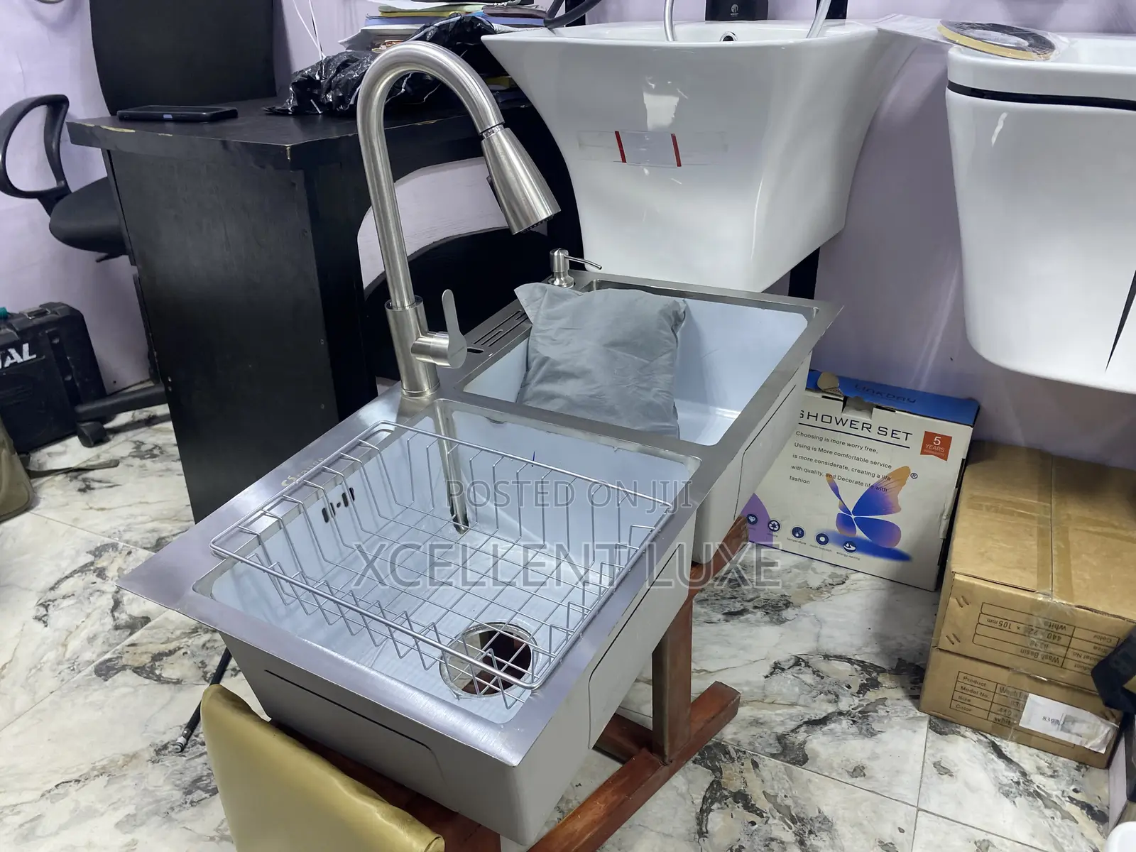 Double Bowl Kitchen Sink And Pullout Mixer Anti Rust