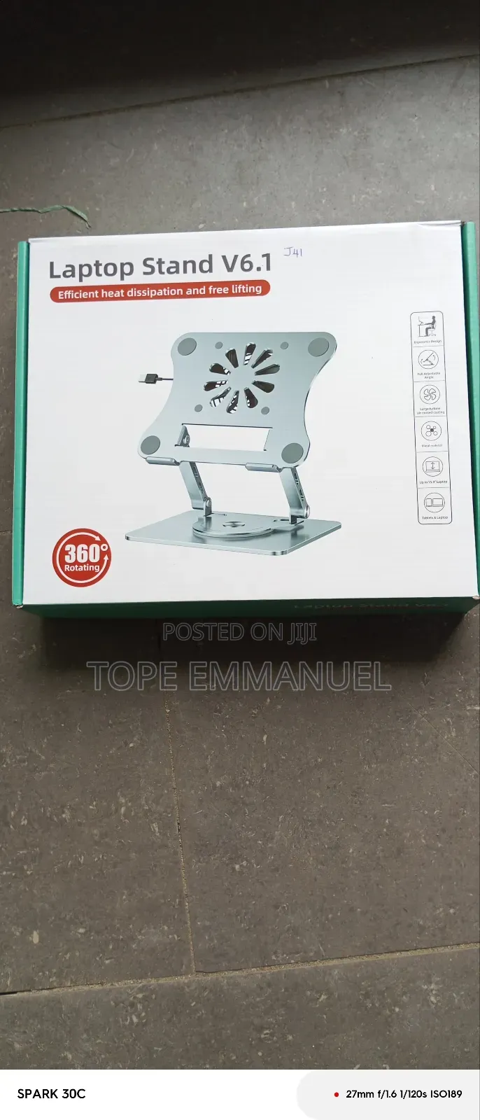 Adjustable Rotating Laptop Tablet Stand V6.1 With a Cooling Fan