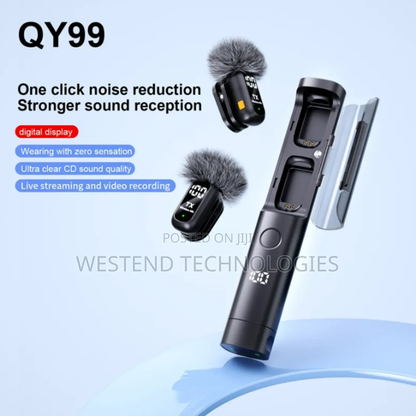 Qy99 Wireless Magnetic Mic With Charging Case and Stand With Anc