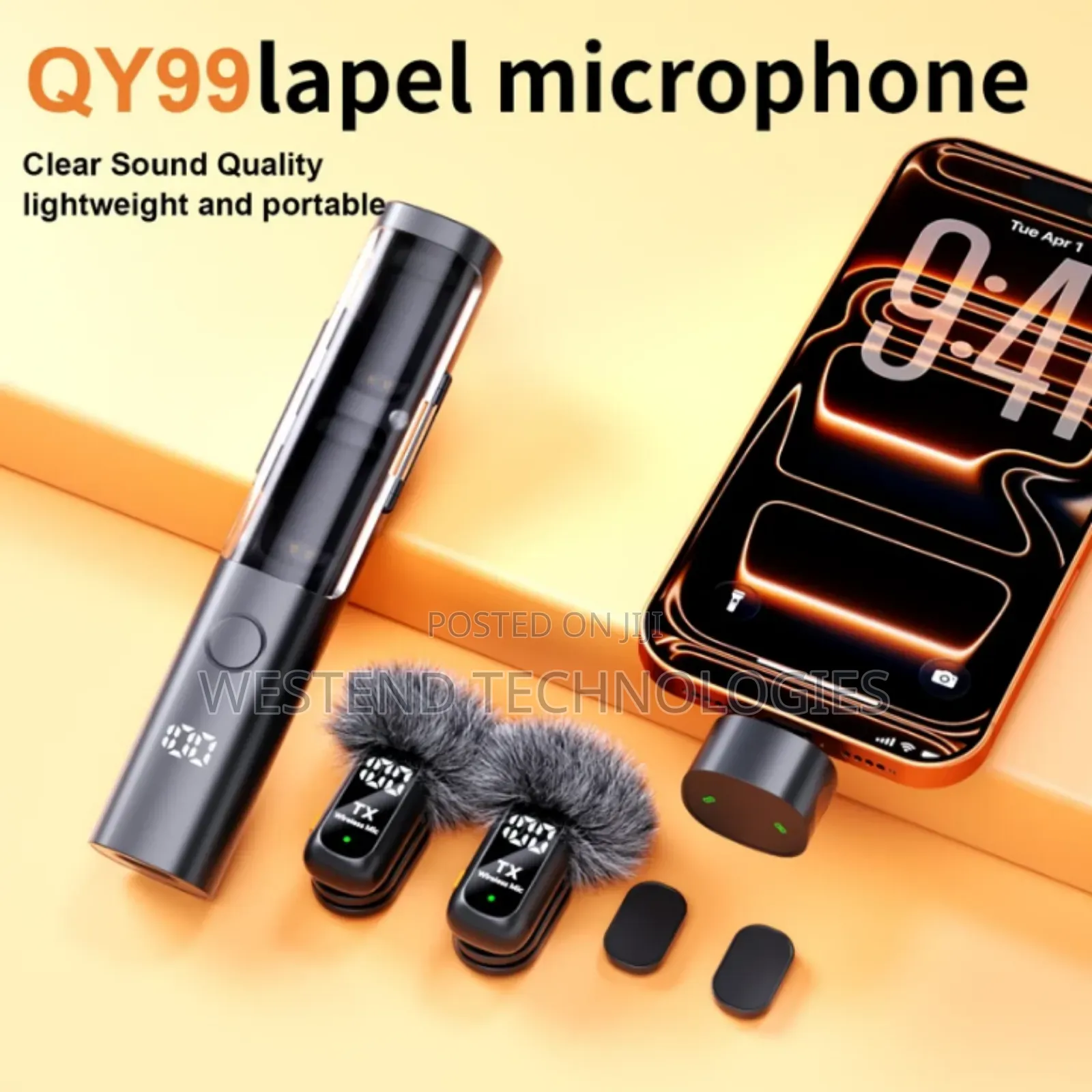 Qy99 Wireless Magnetic Mic With Charging Case and Stand With Anc