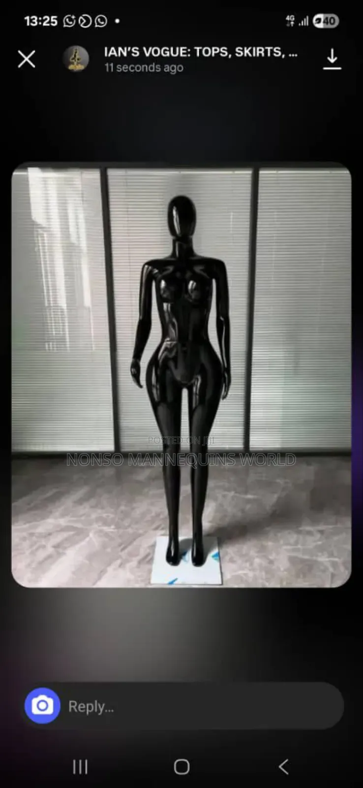 Size 12 Glossy Black Female Mannequin With Big Hips