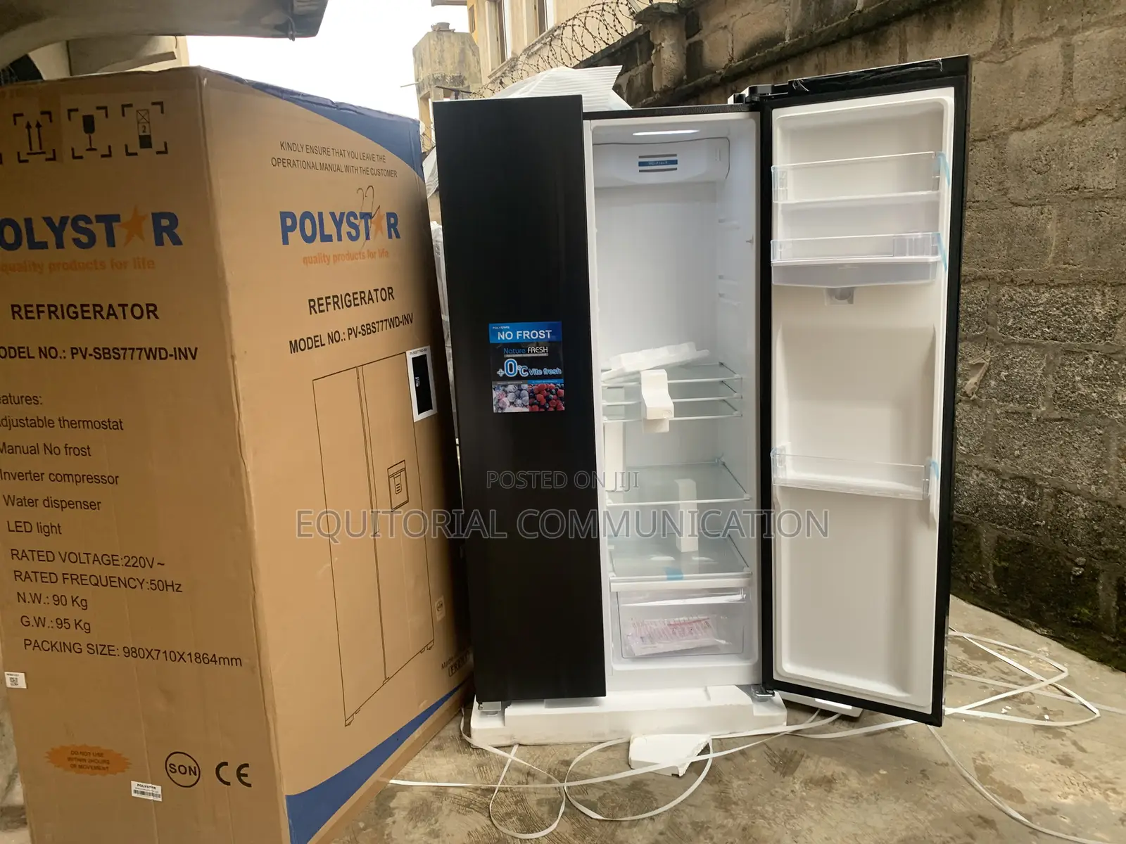 Polystar Pv-Sbs777wd-Inv 502l Side-by-Side Inverter Refrigerator