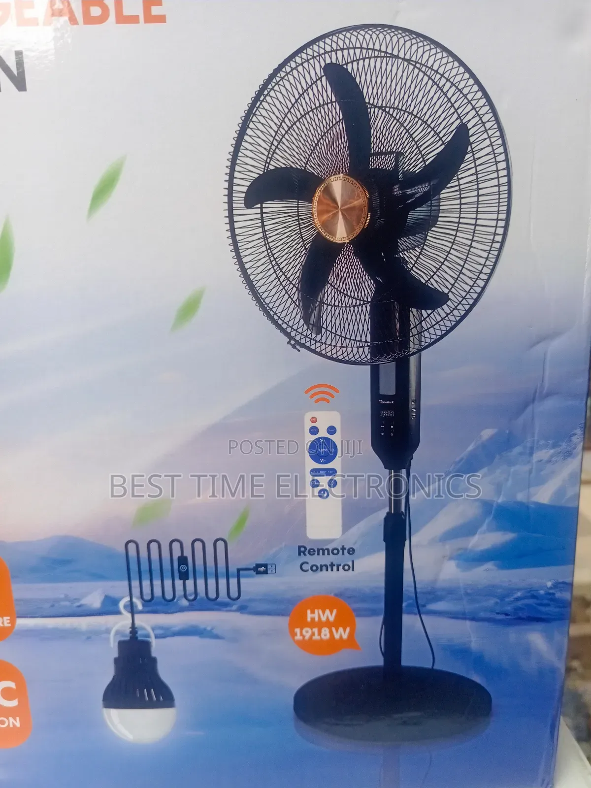 18" Homeworx Solar Rechargeable Stand Fan