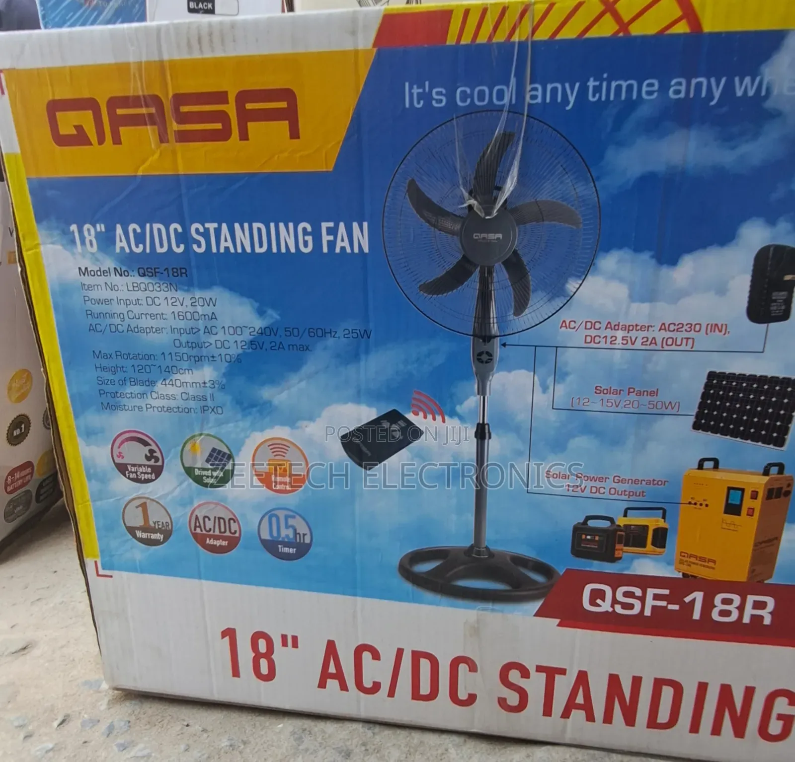 Qasa 18 Inches Ac/Dc Standing Fan + Remote