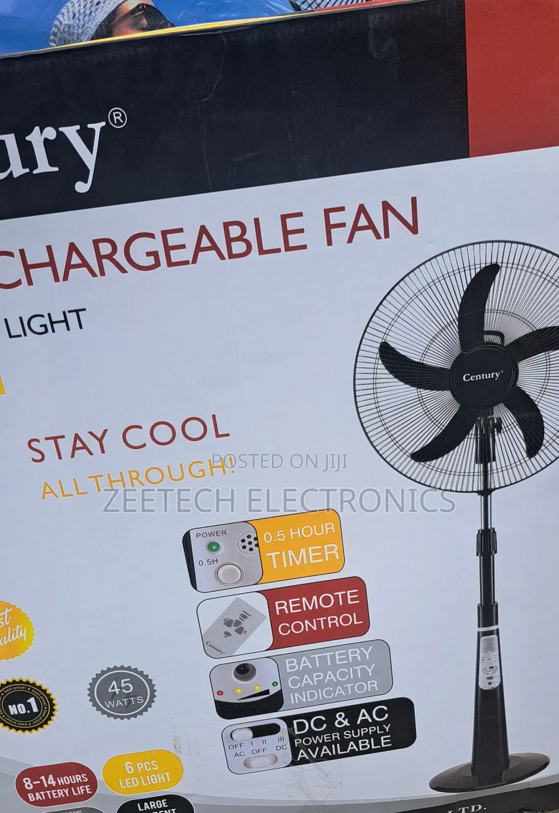 Century 18" Rechargeable Standing Fan
