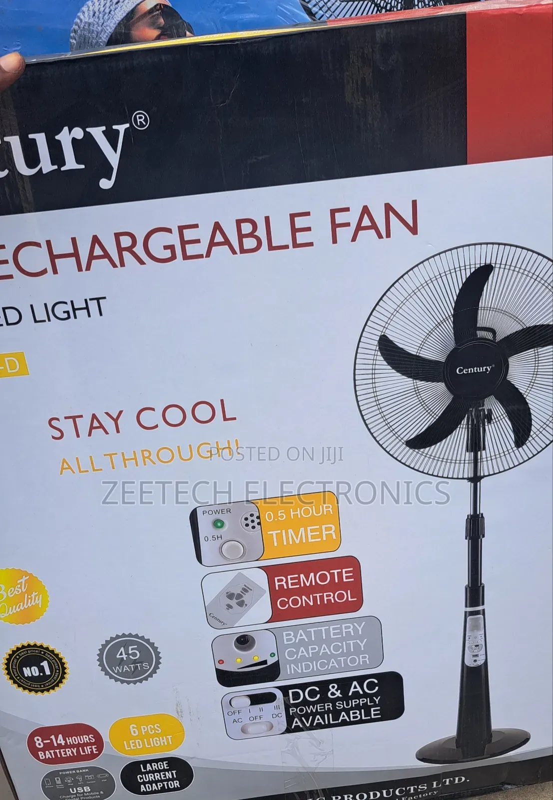 Century 18" Rechargeable Standing Fan