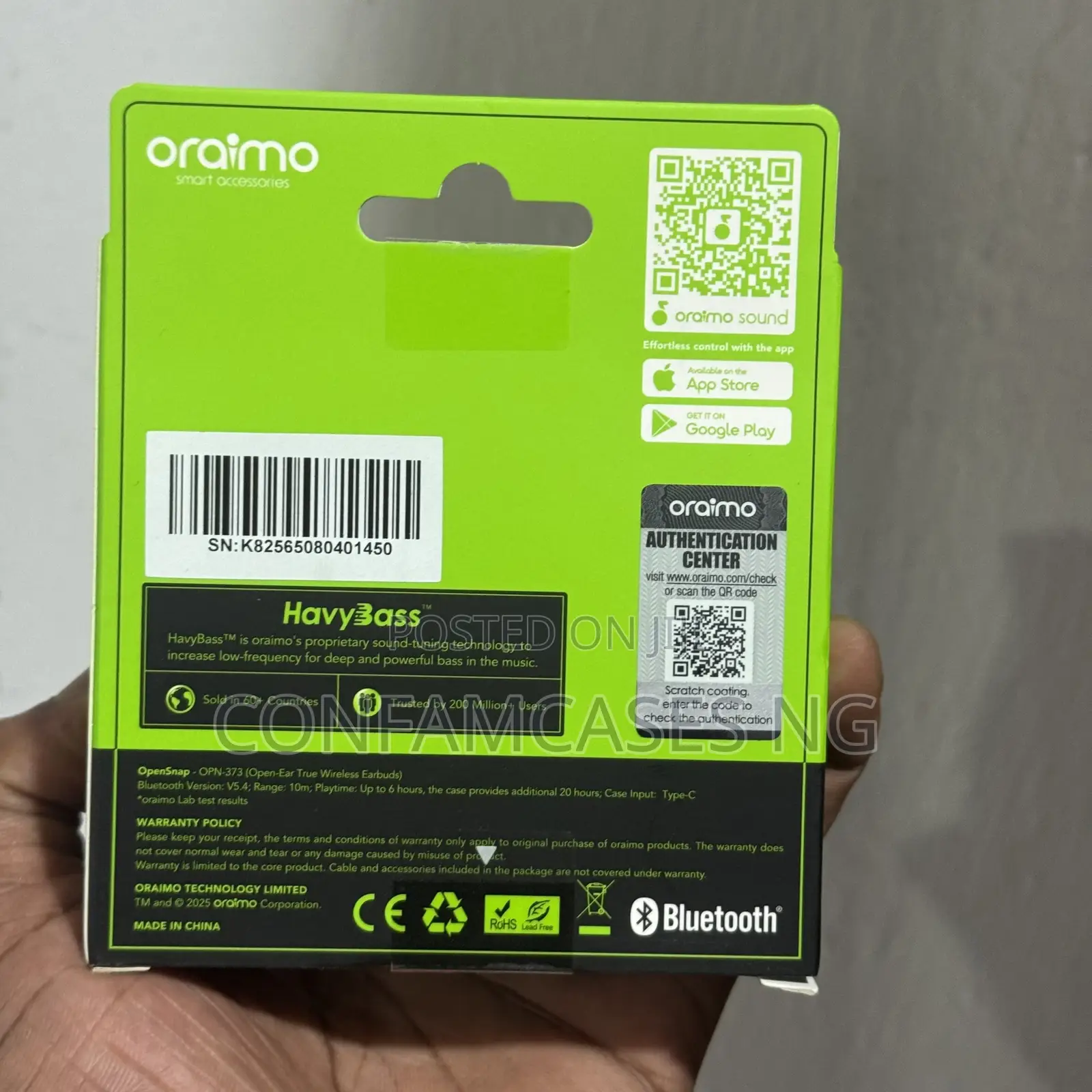 Oraimo Opensnap Open Snap Clip on Wireless Earbud