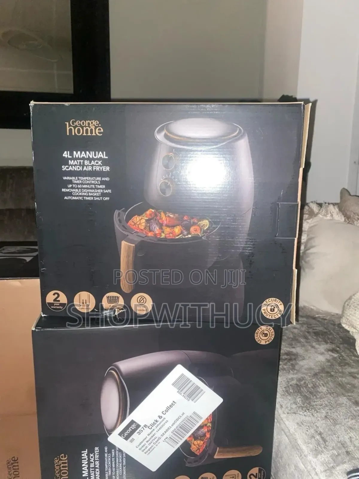 Matte Black Scandi 4l Manual Air Fryer Non-Stick