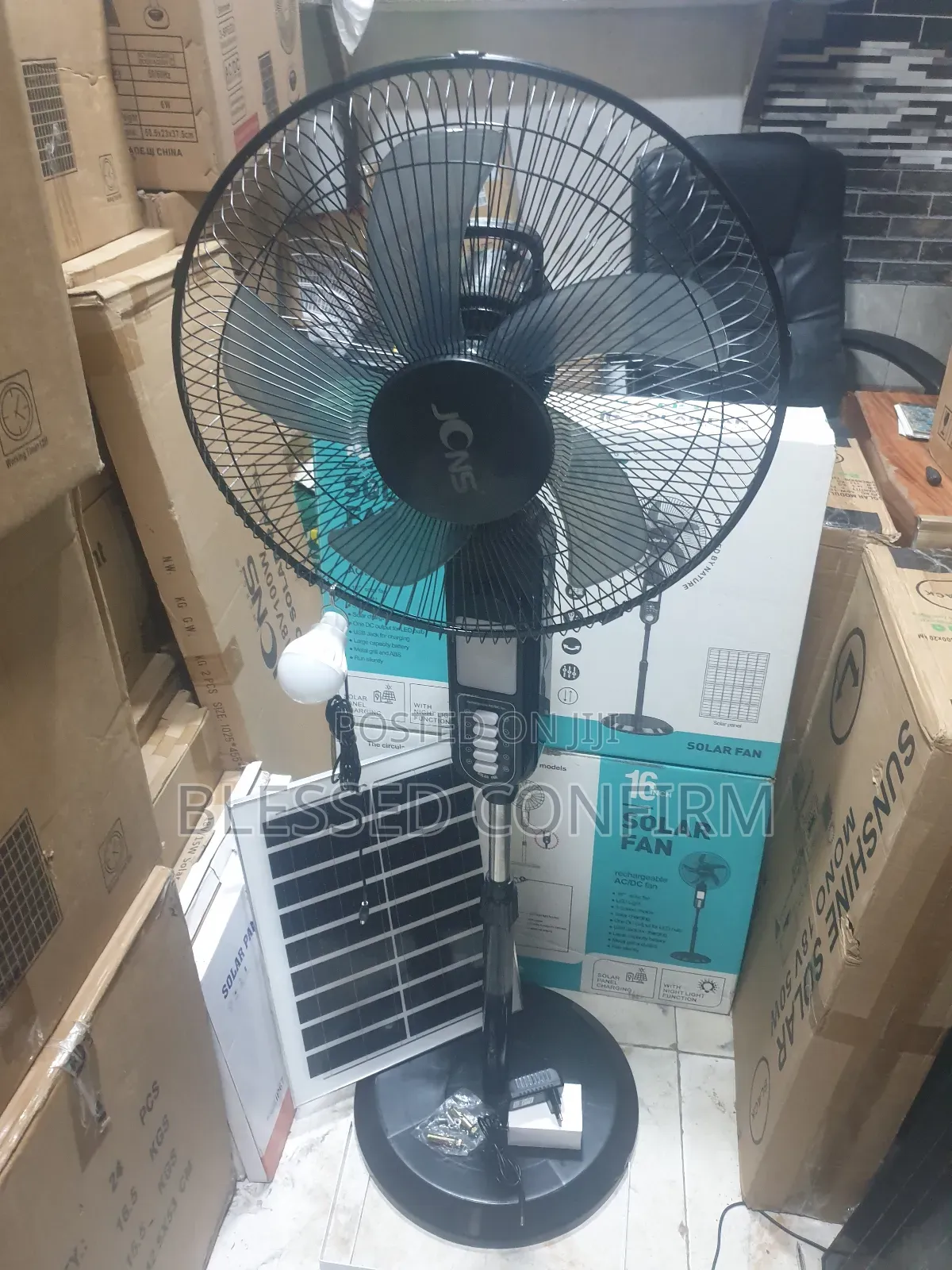 Powerful JCNS 16" Inches Solar Rechargeable Standing Fan