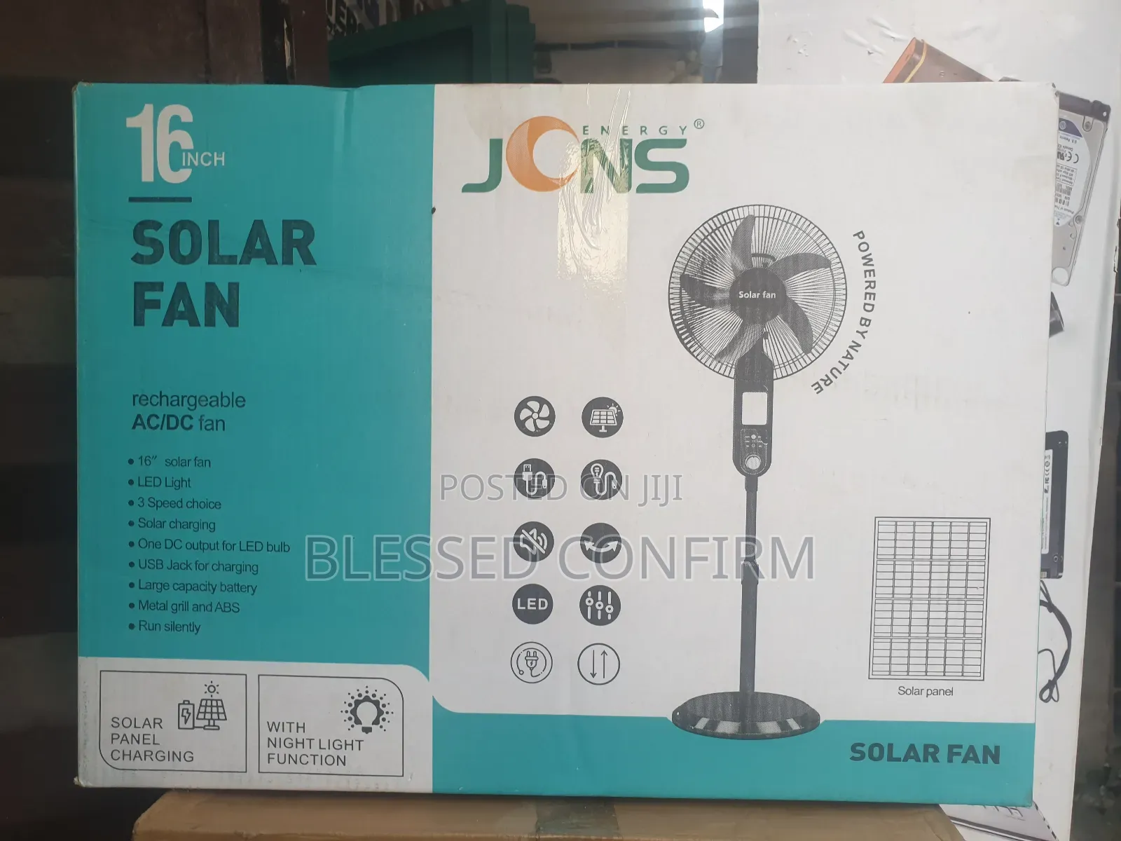 Powerful JCNS 16" Inches Solar Rechargeable Standing Fan