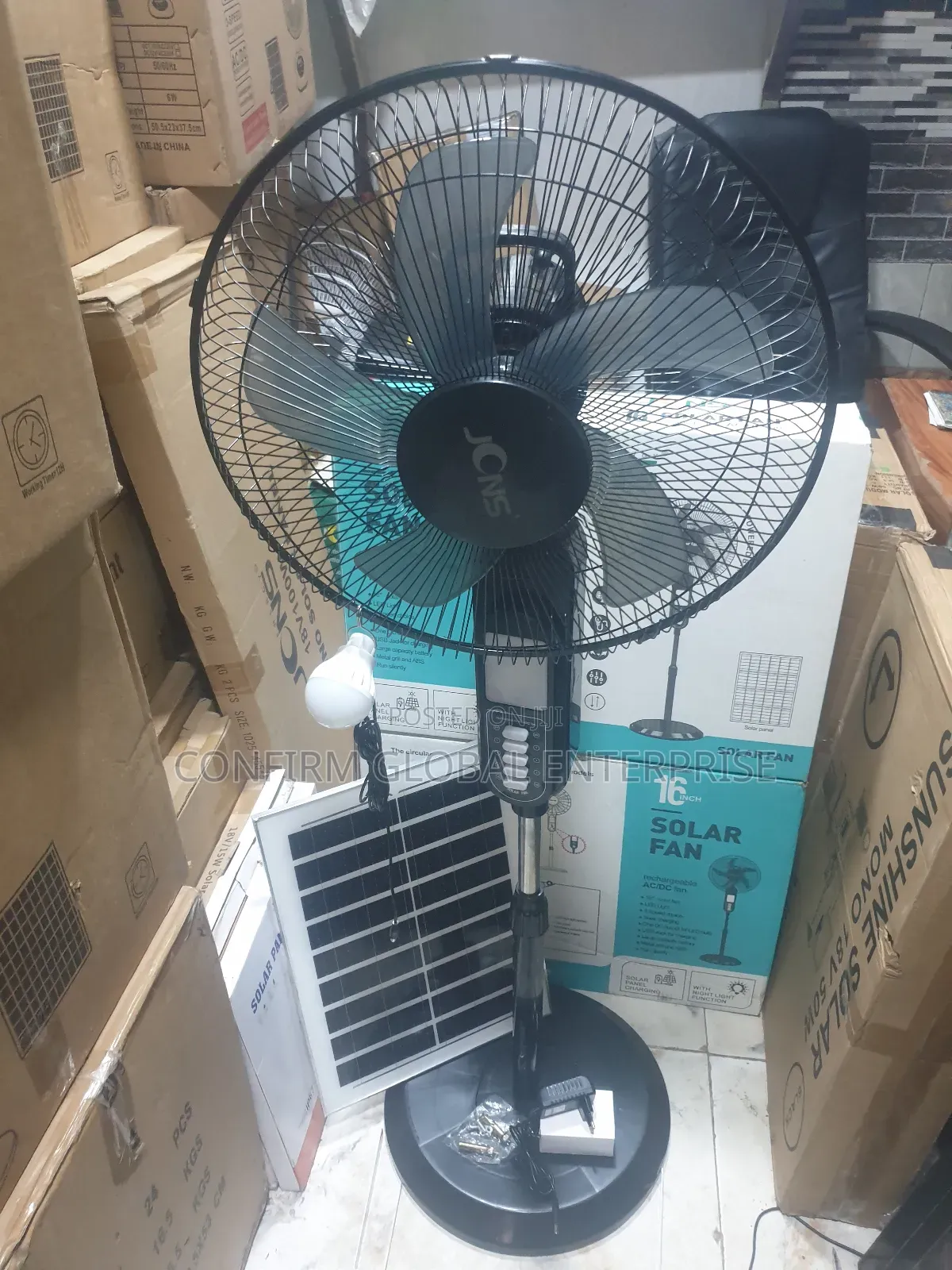Brand New Solar 16" Inches Rechargeable Fan