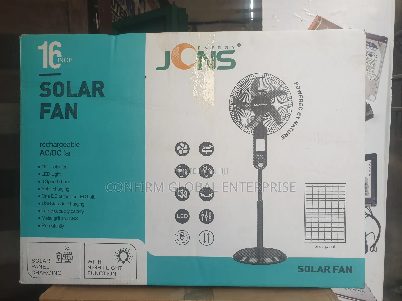Brand New Solar 16" Inches Rechargeable Fan