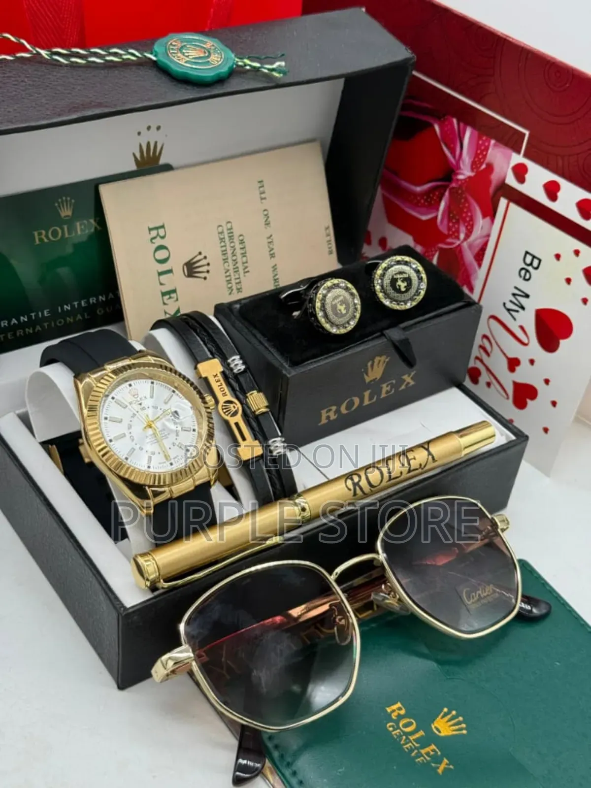 Rolex Men's Watch, Bracelet, Cufflinks, Sunglasses Pen Val Gift Set