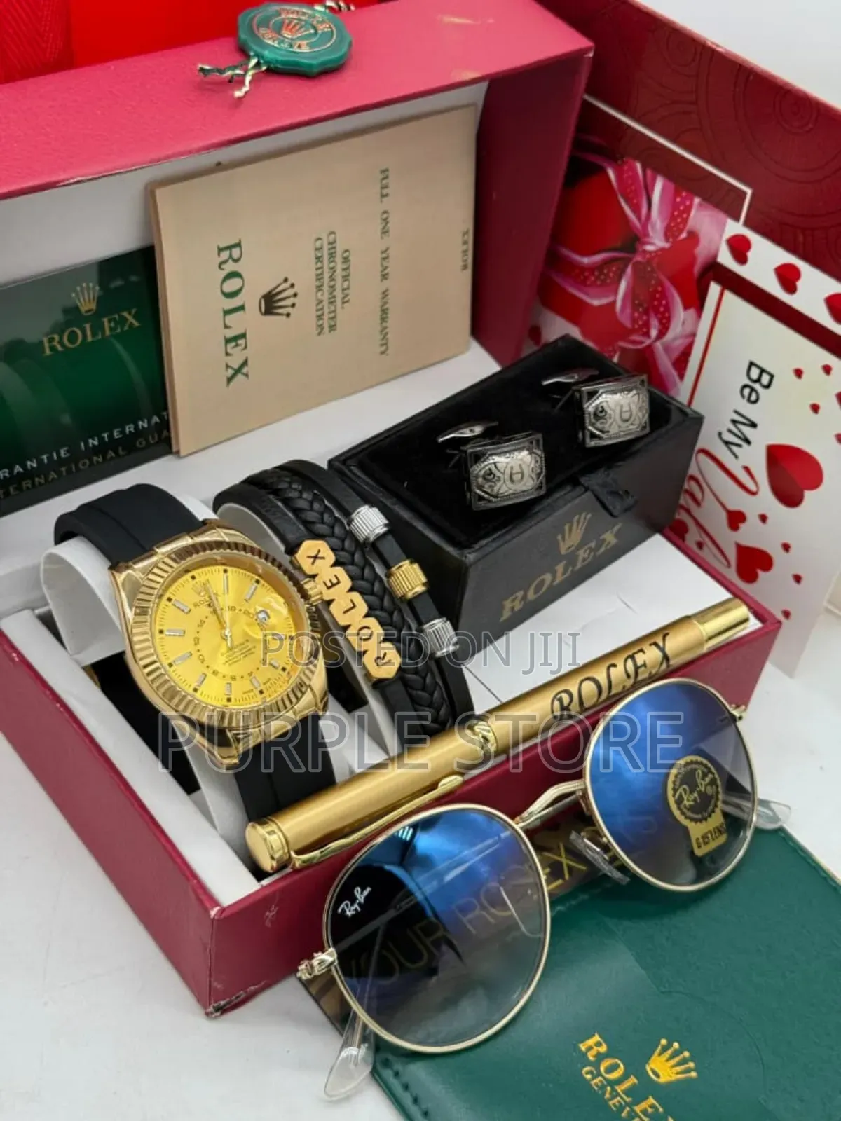 Rolex Men's Watch, Bracelet, Cufflinks, Sunglasses Pen Val Gift Set