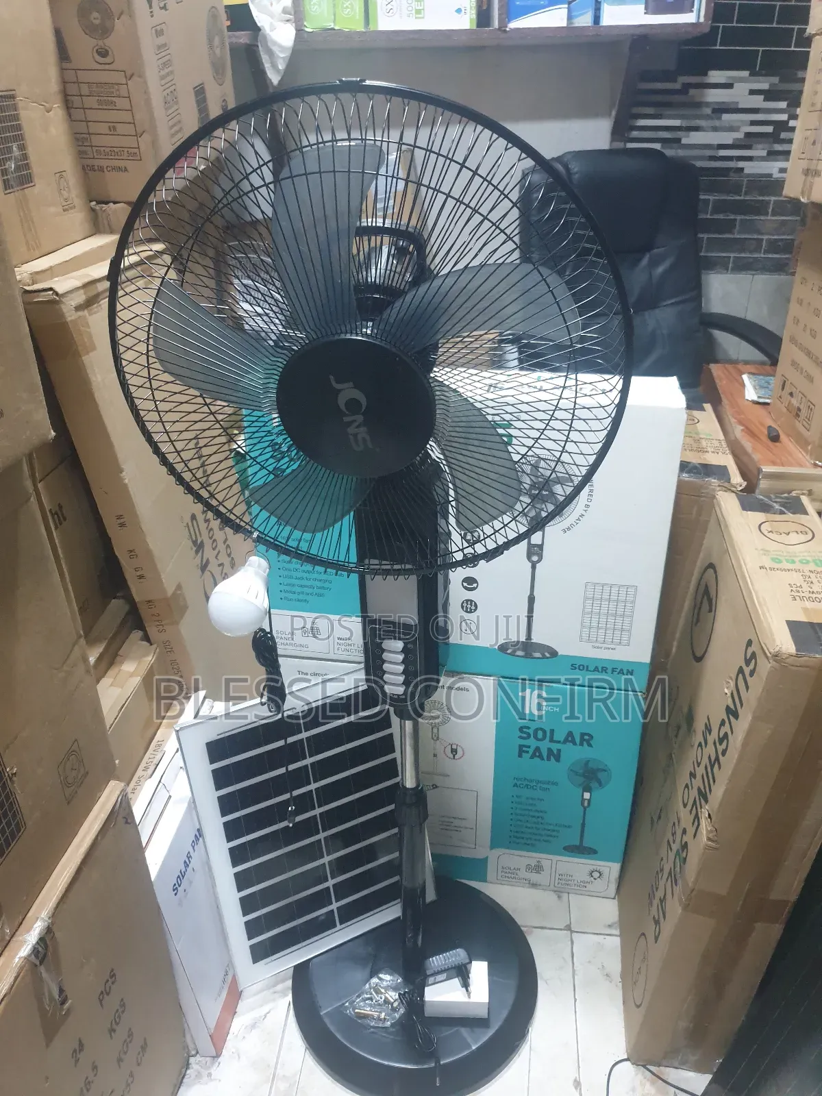 Original JCNS Solar Fan With Panel and Dc Bulb