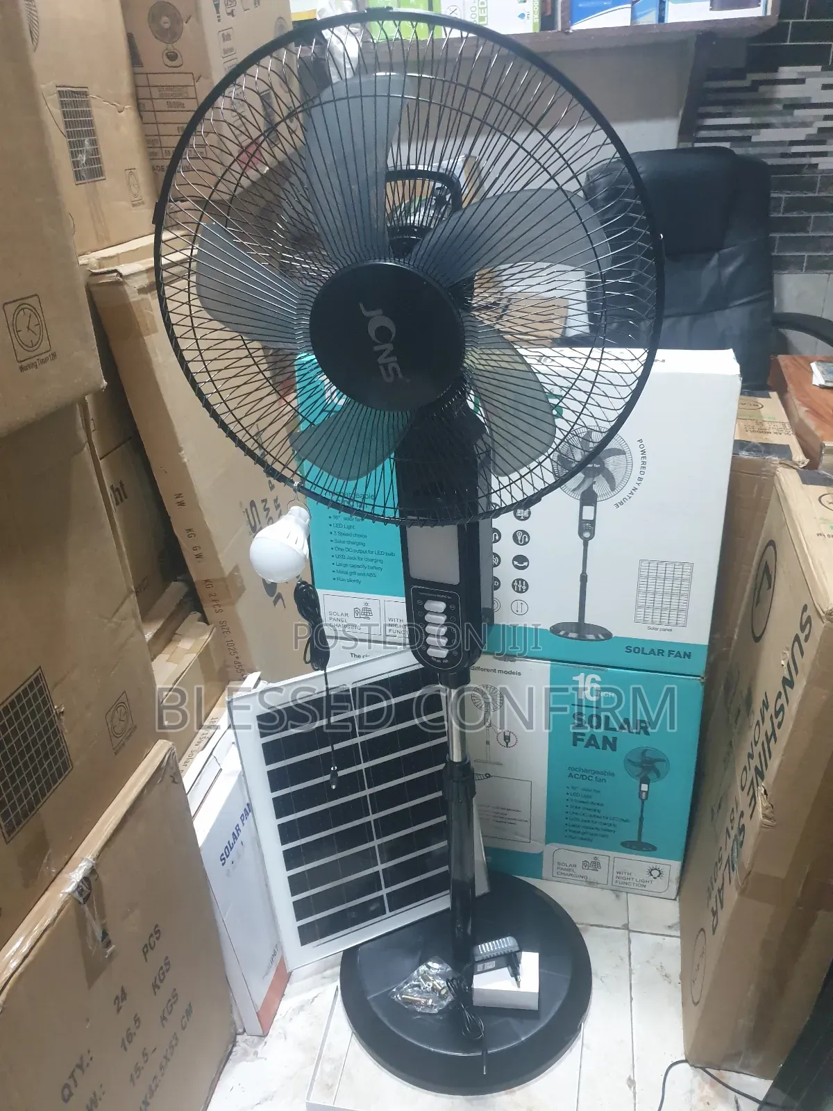 Original JCNS Solar Fan With Panel and Dc Bulb