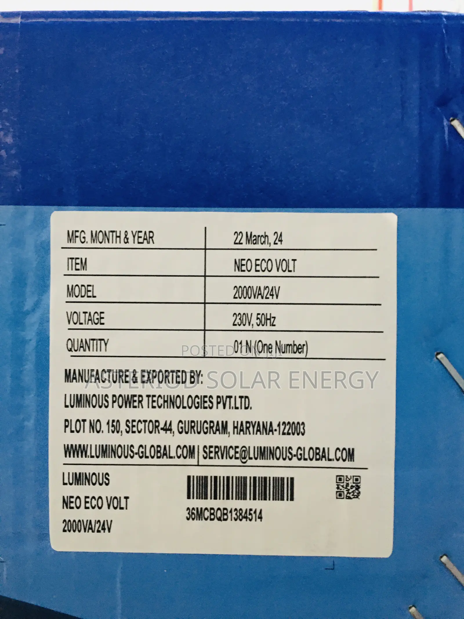 2kva 24v Luminous Solar Inverter