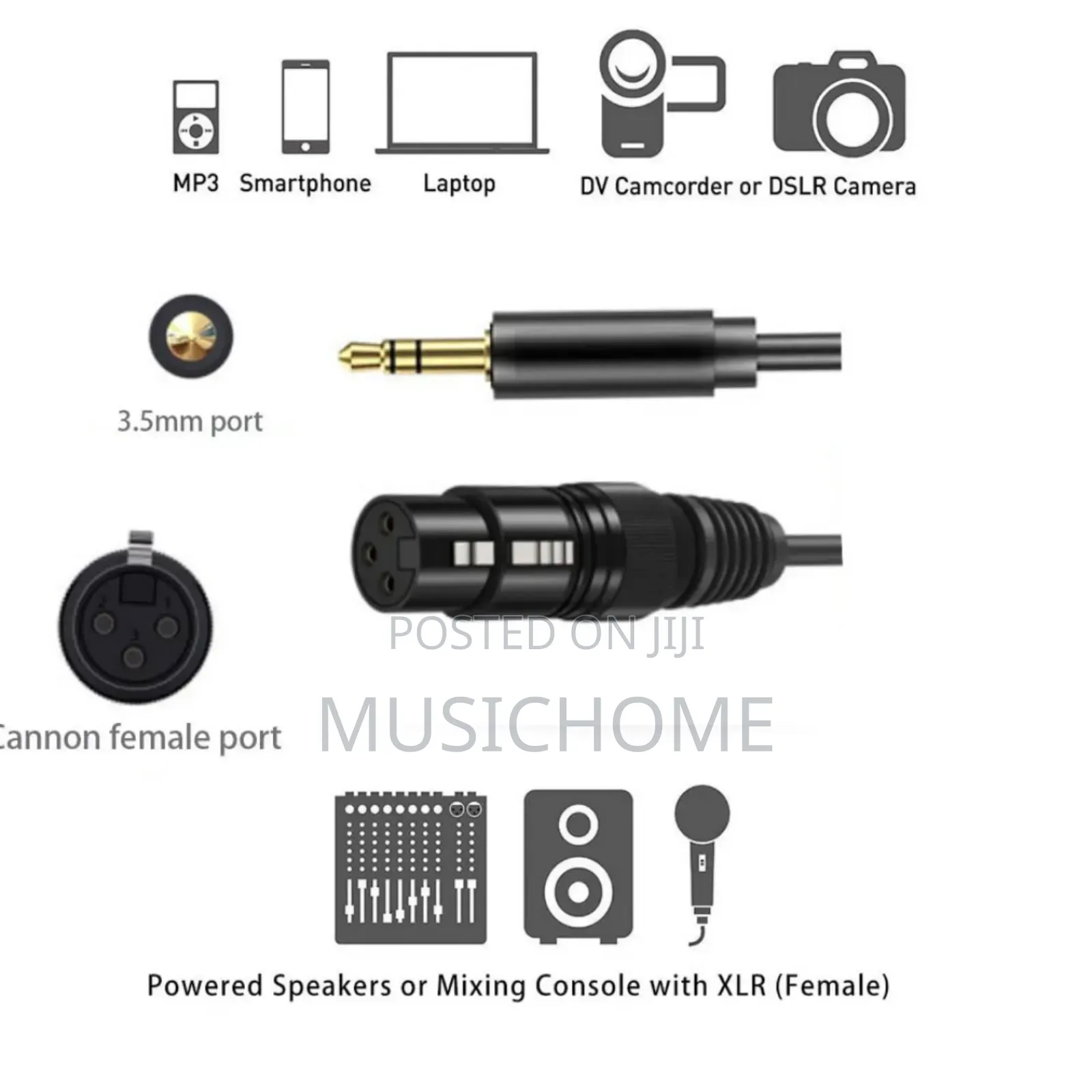 3.5mm To Xlr Female Connector Length 5m For Audio Connectivity.
