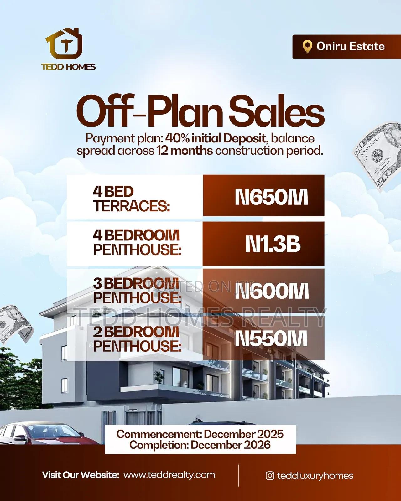 Offplan Terraces and Penthouses for Sale