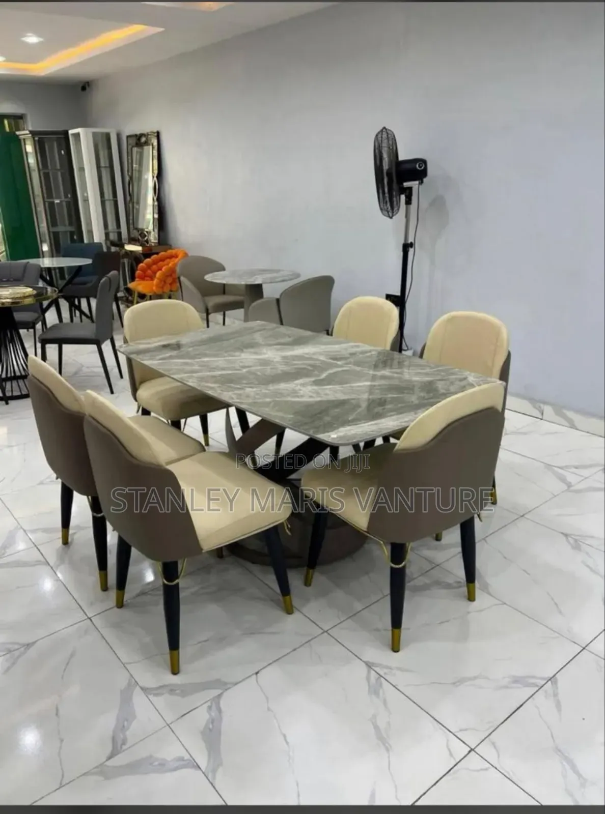 Turkish Luxurious Marble Top Dining Set With Six Seaters