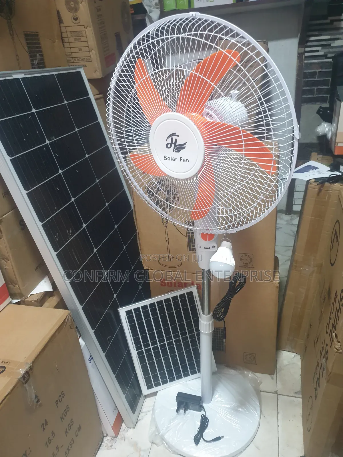 Powerful 16" Solar Rechargeable Standing Fan With Panel