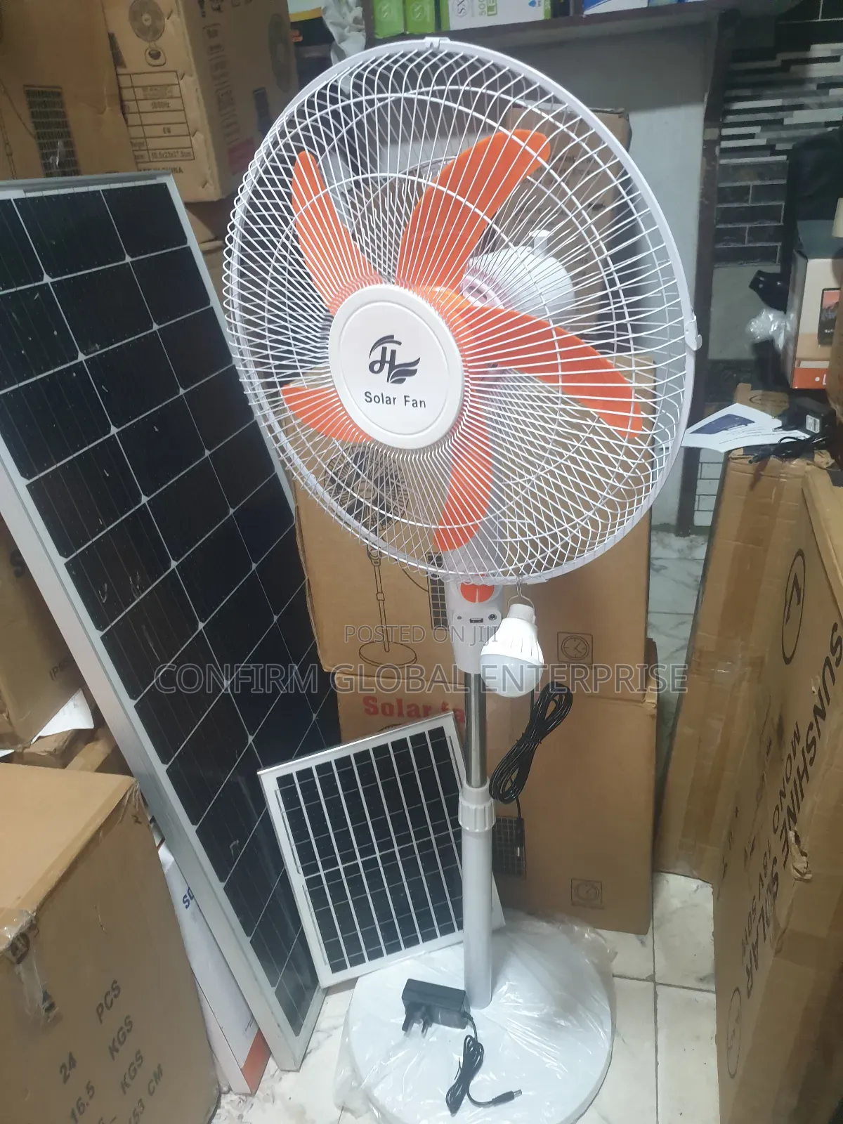 Powerful 16" Solar Rechargeable Standing Fan With Panel
