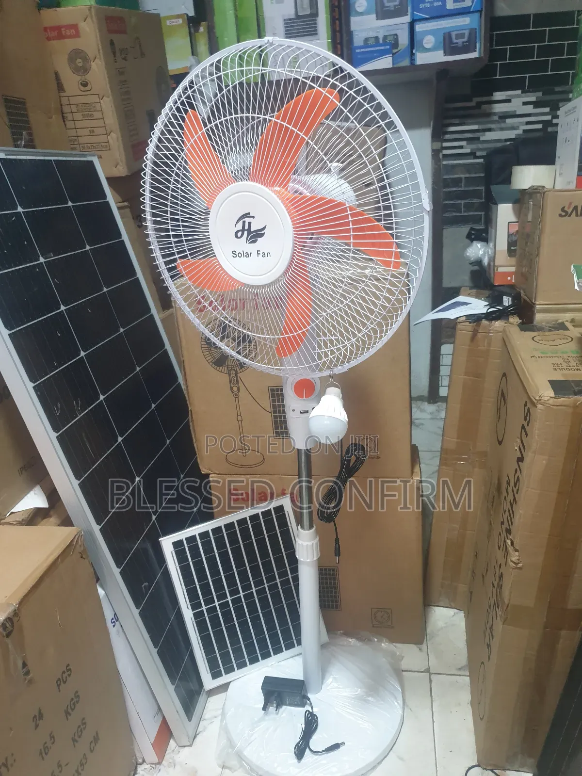 Original 16" Inches Solar Power Fan With 1 Dc Bulb