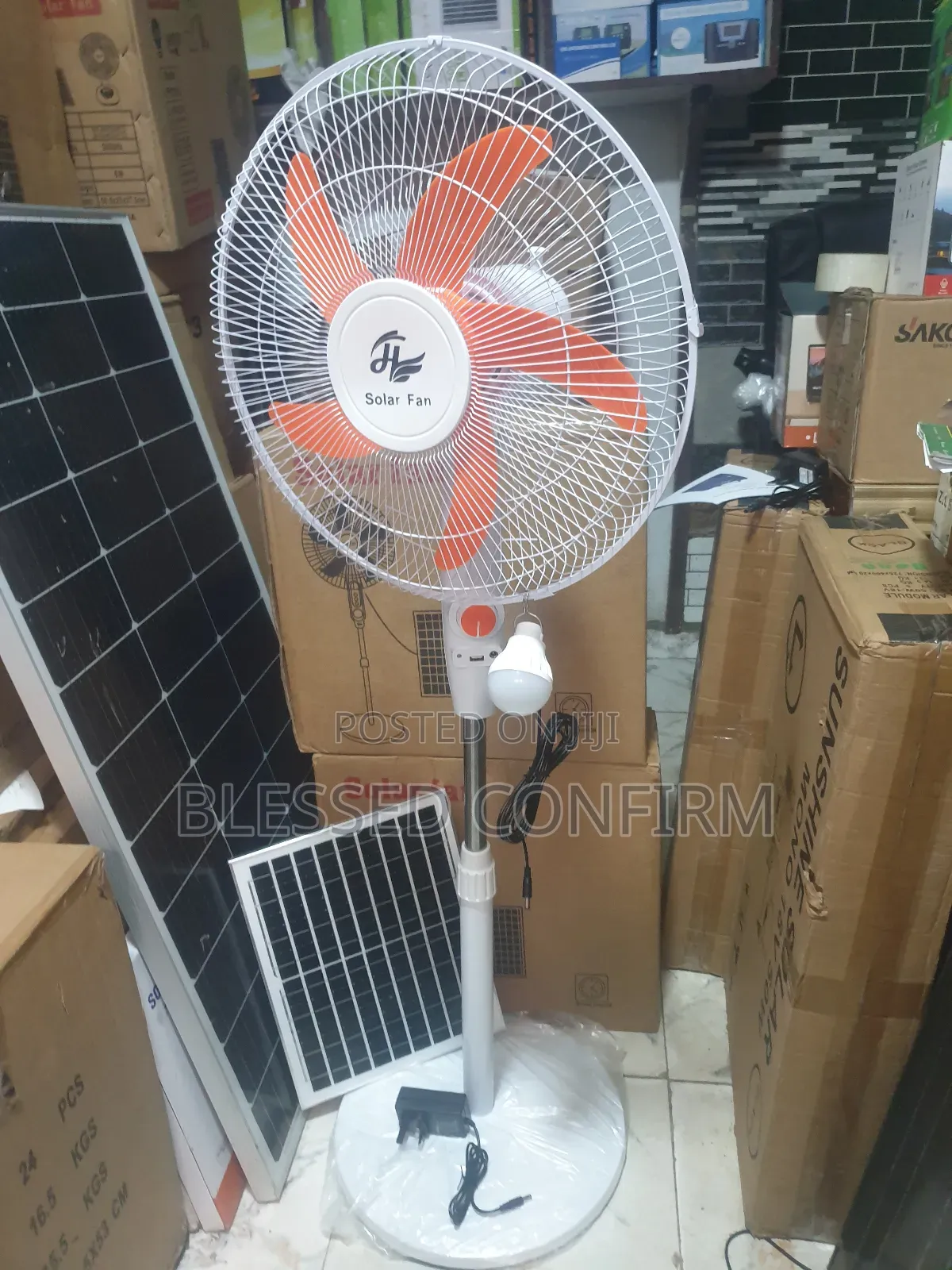 Original 16" Inches Solar Power Fan With 1 Dc Bulb