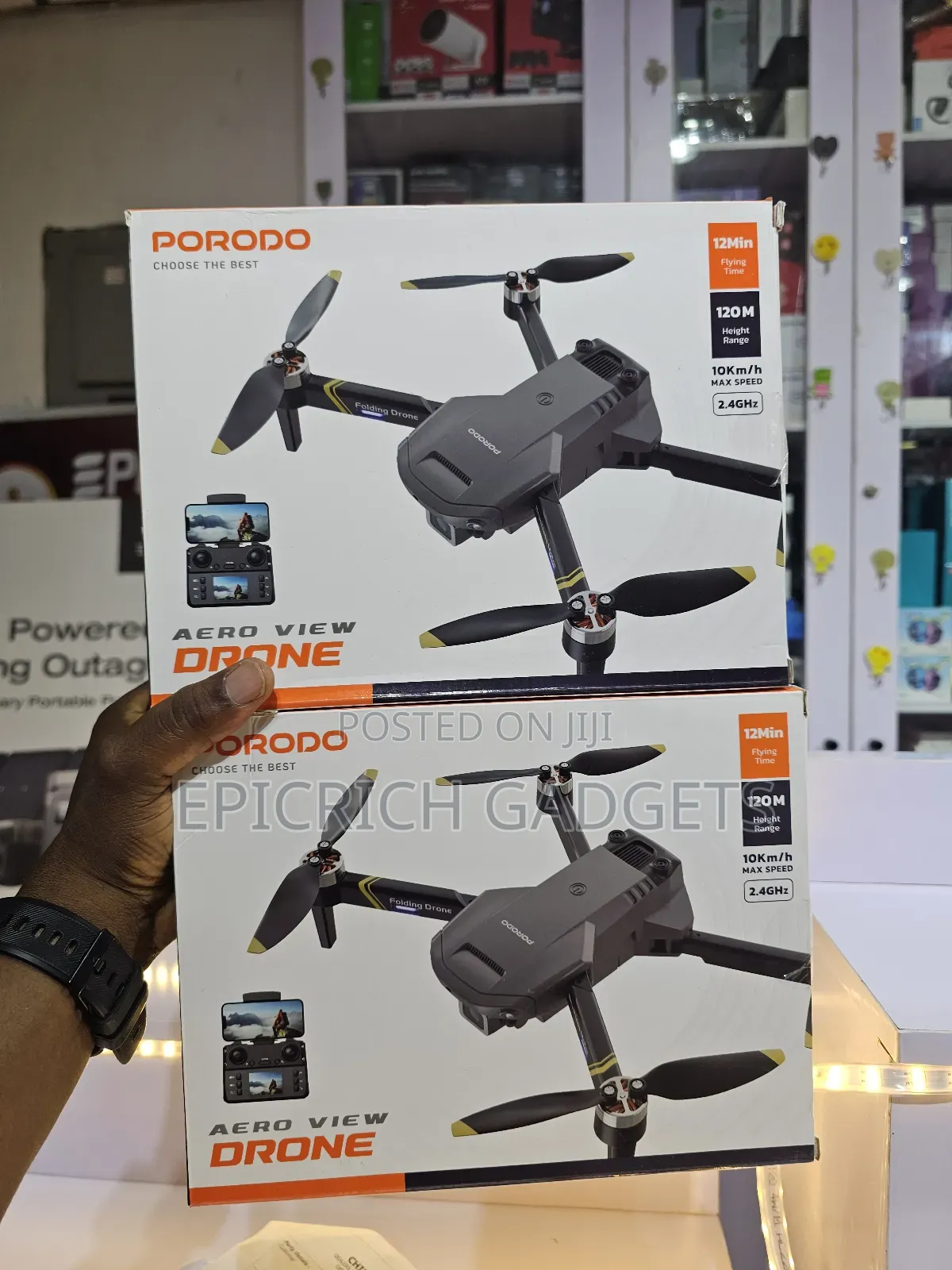 Porodo Aero View Drone – 6-Axis Stabilizer, Auto Obstacle Avoidance