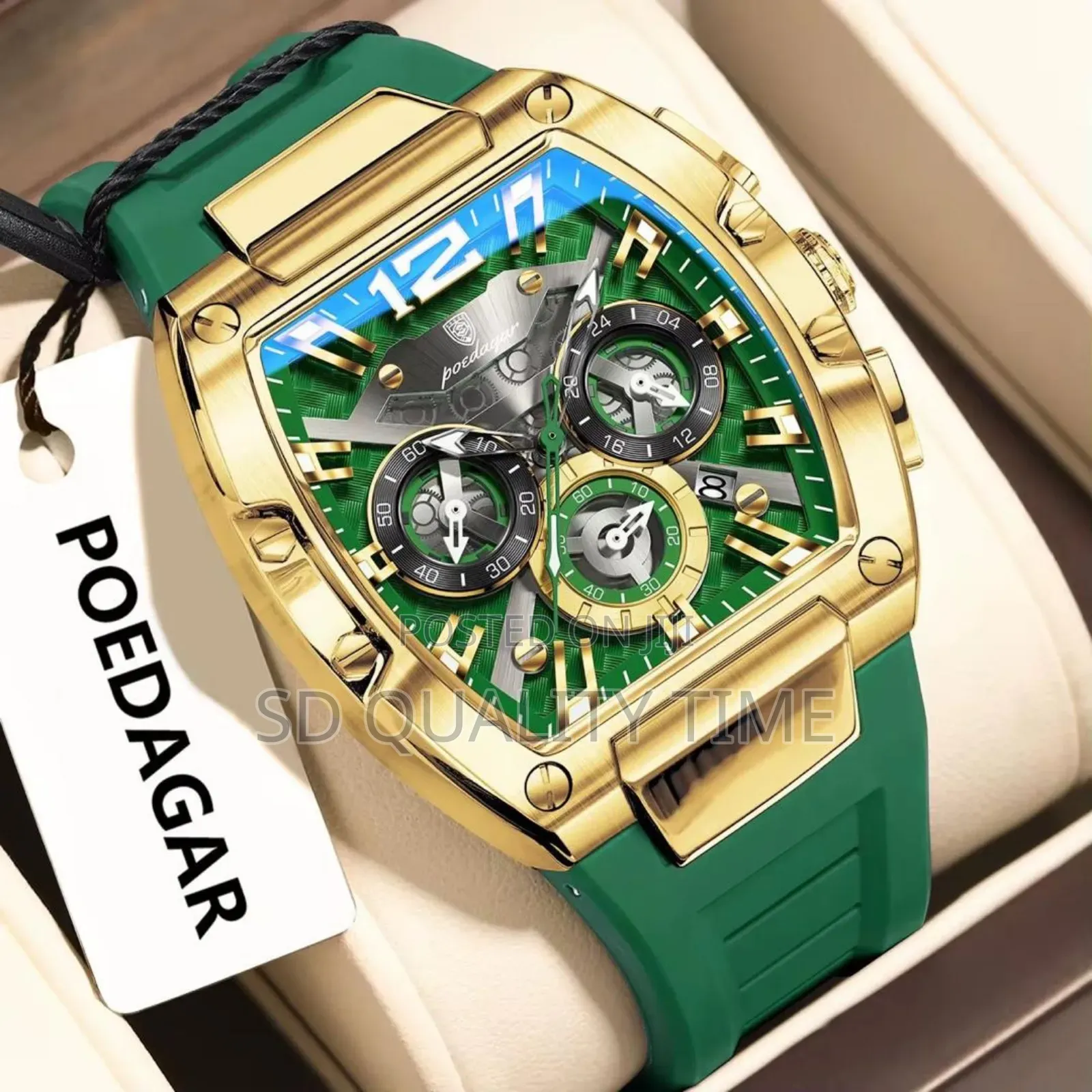 Poedagar Rubber Strap Chronographic Watch