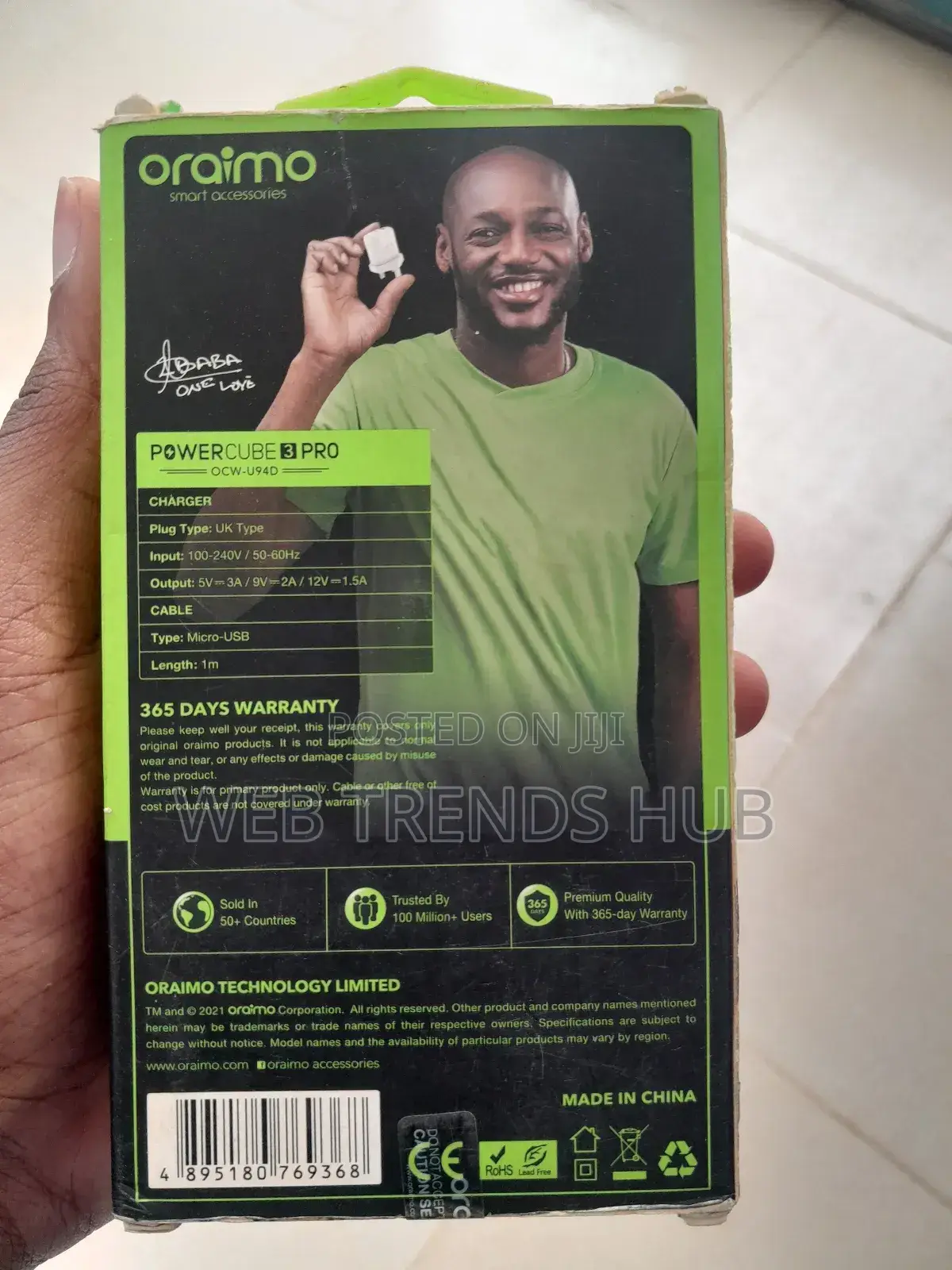 Oraimo Powercube 3 Pro 18w Fast Charger + Micro-Usb Cable Ocw-U94d+M53