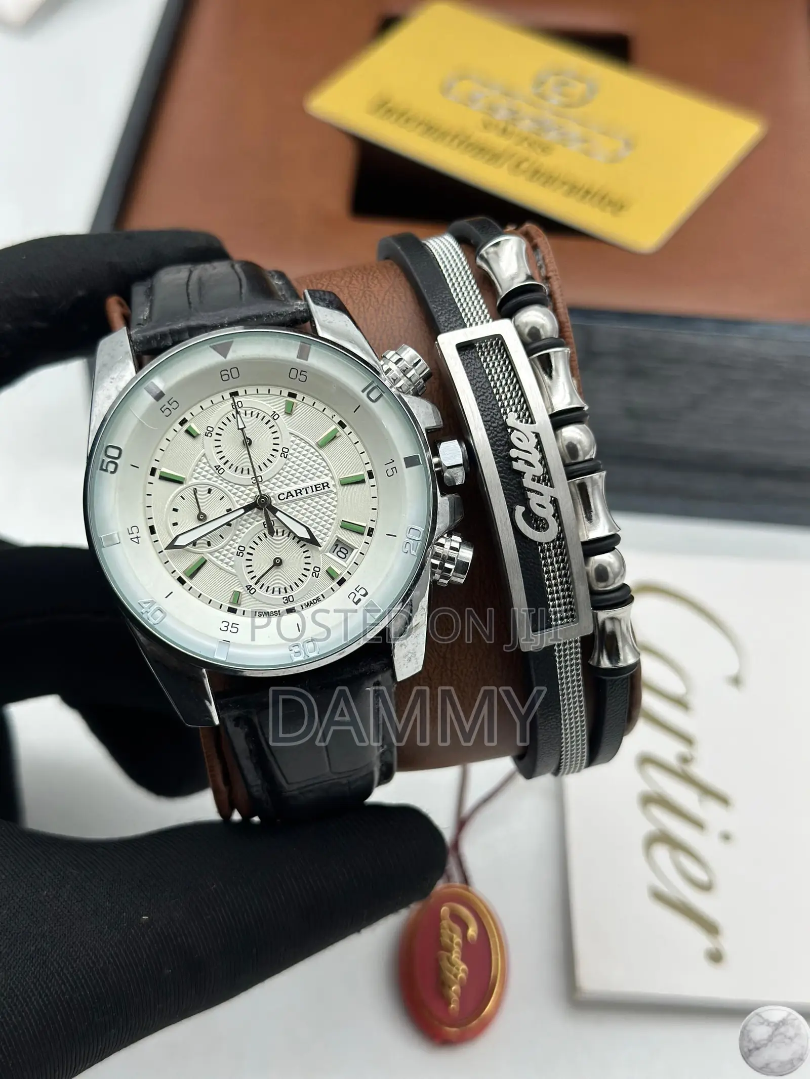 Cartier Leather Watch With Bracelet