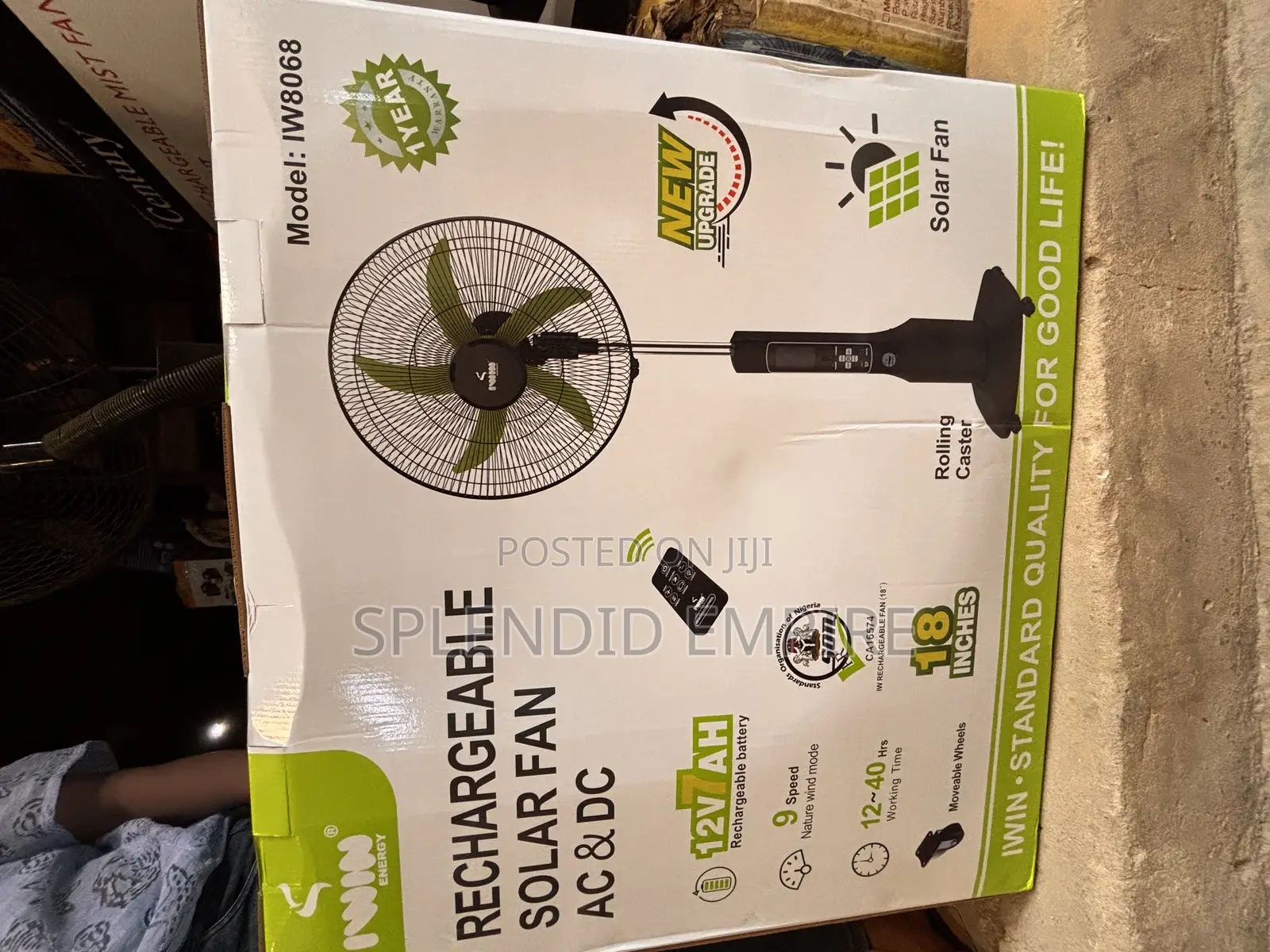 Rechargeable Iwin Solar Fan