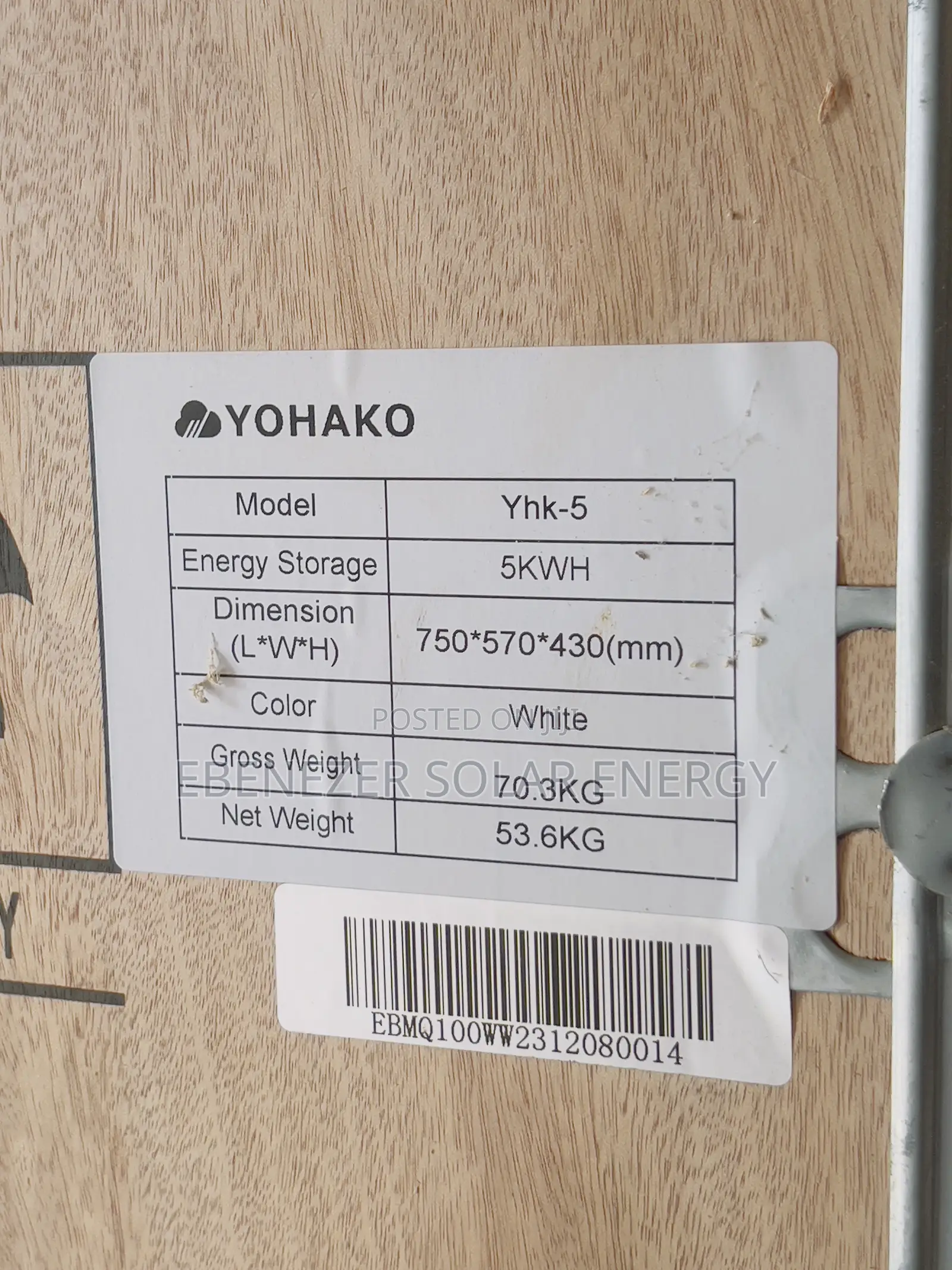 5kwh Yohako. Lithium Battery 24v