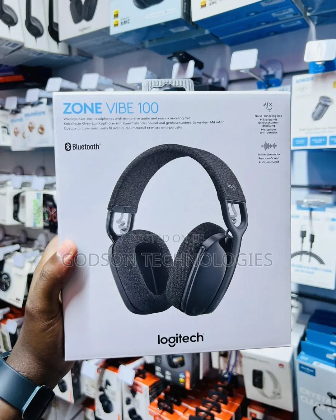 Logitech Zone Vibe 100 Wireless Headset With Noise Cancelling Mic