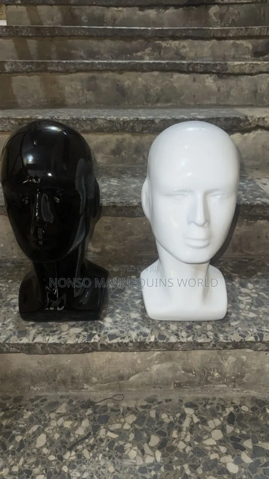 White & Black Male Mannequin Heads