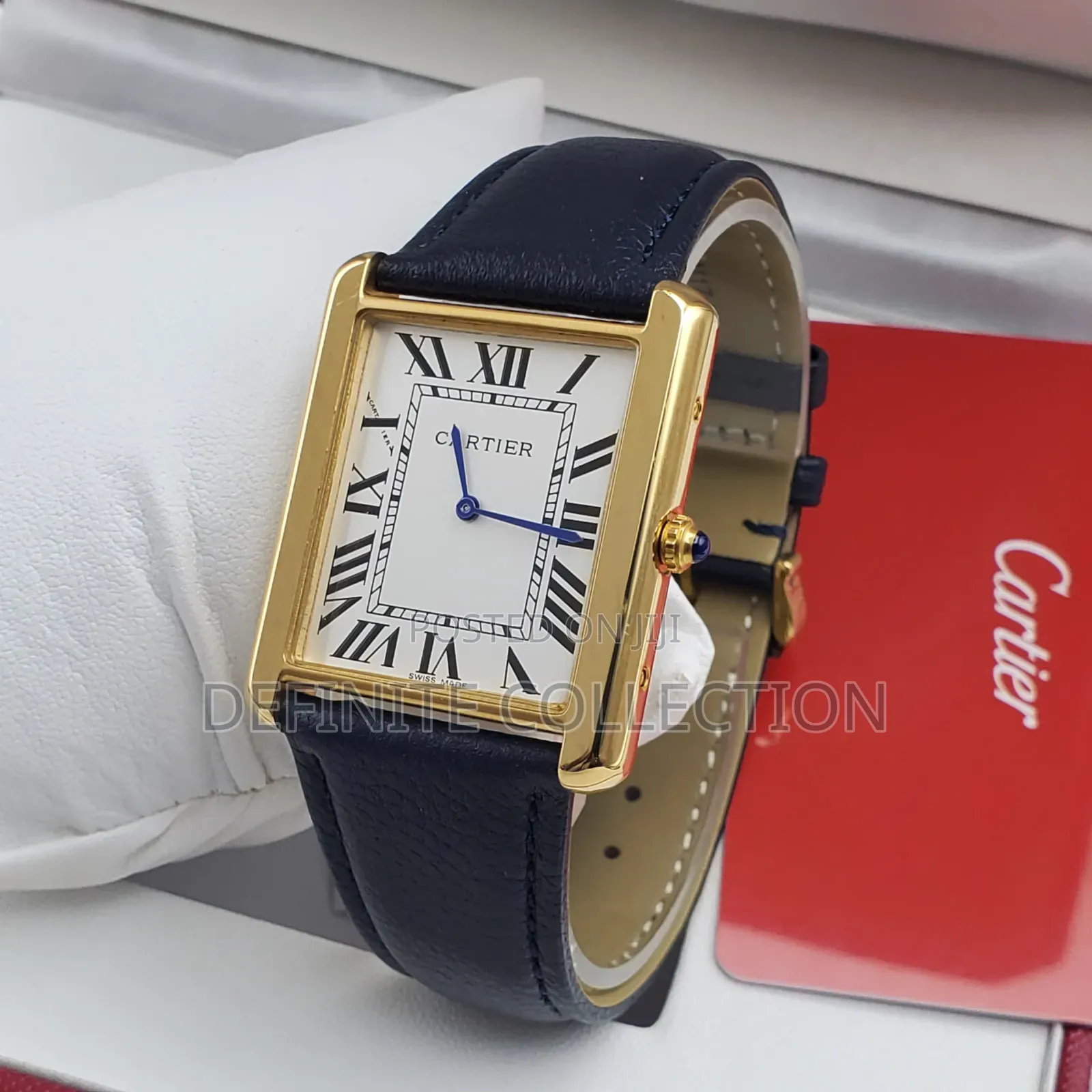 Cartier Male Tank Leather Wristwatch