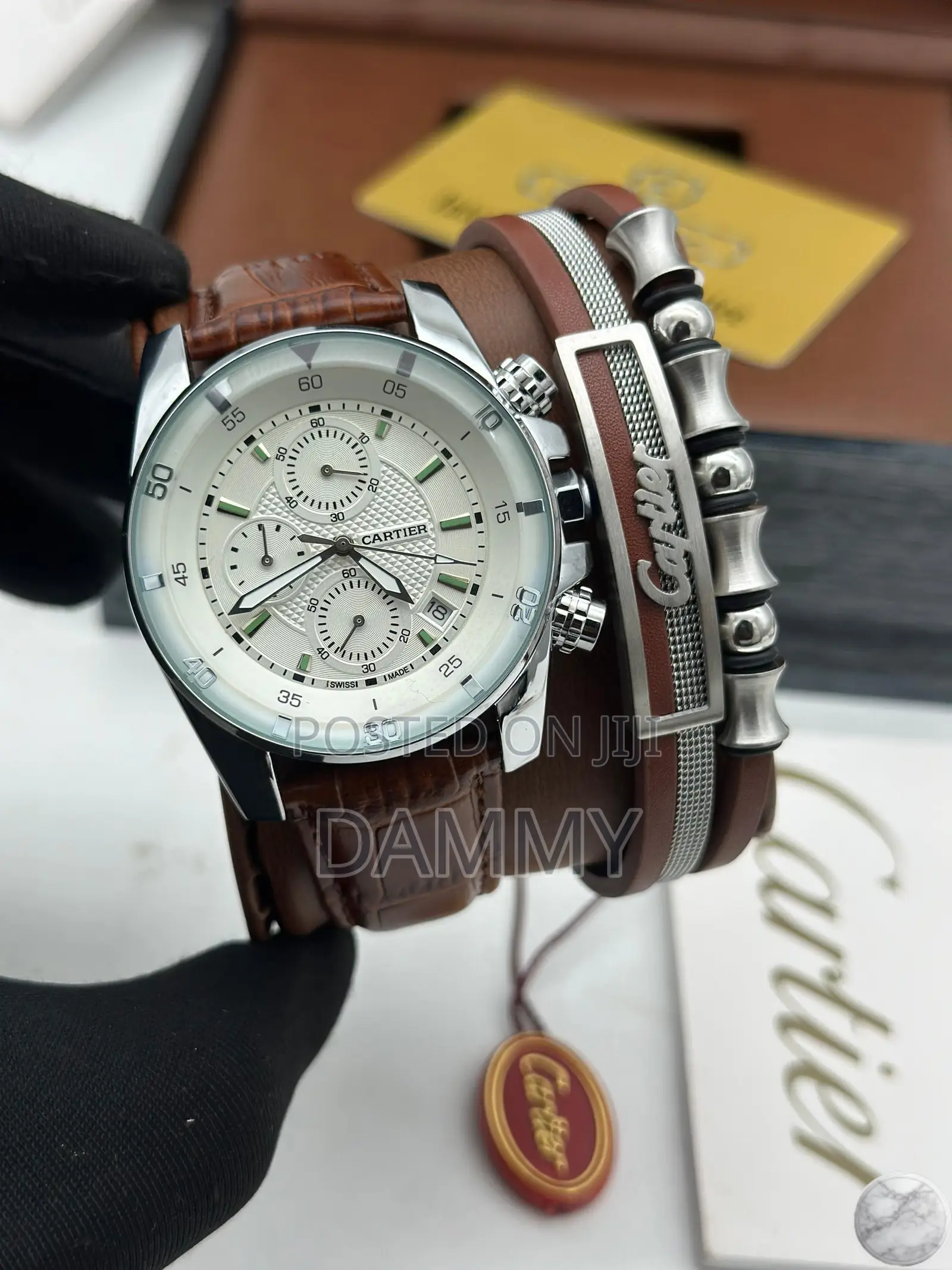Cartier Leather Watch With Bracelet