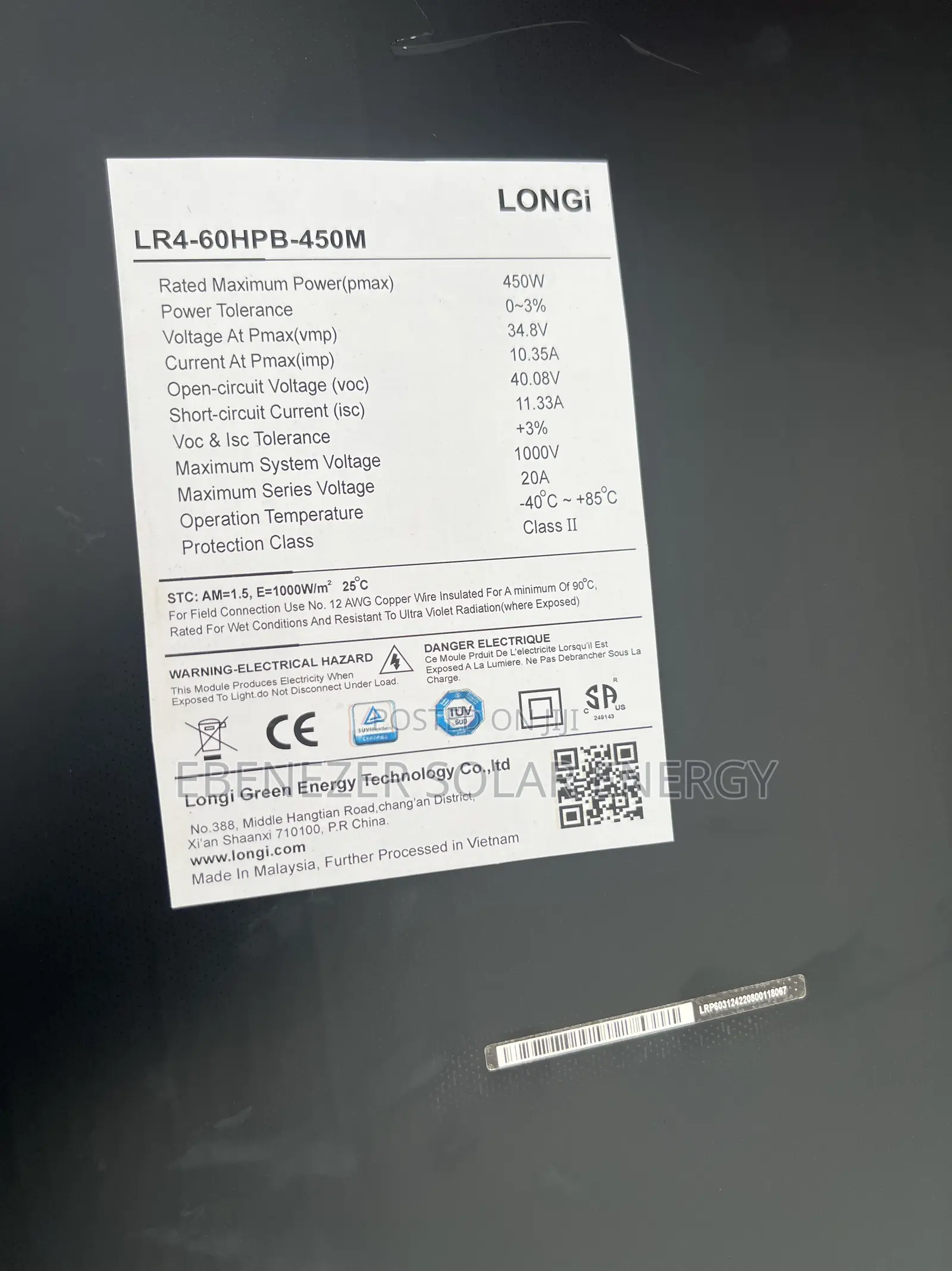 Longi 450w Solar Panels Mono Crystalline
