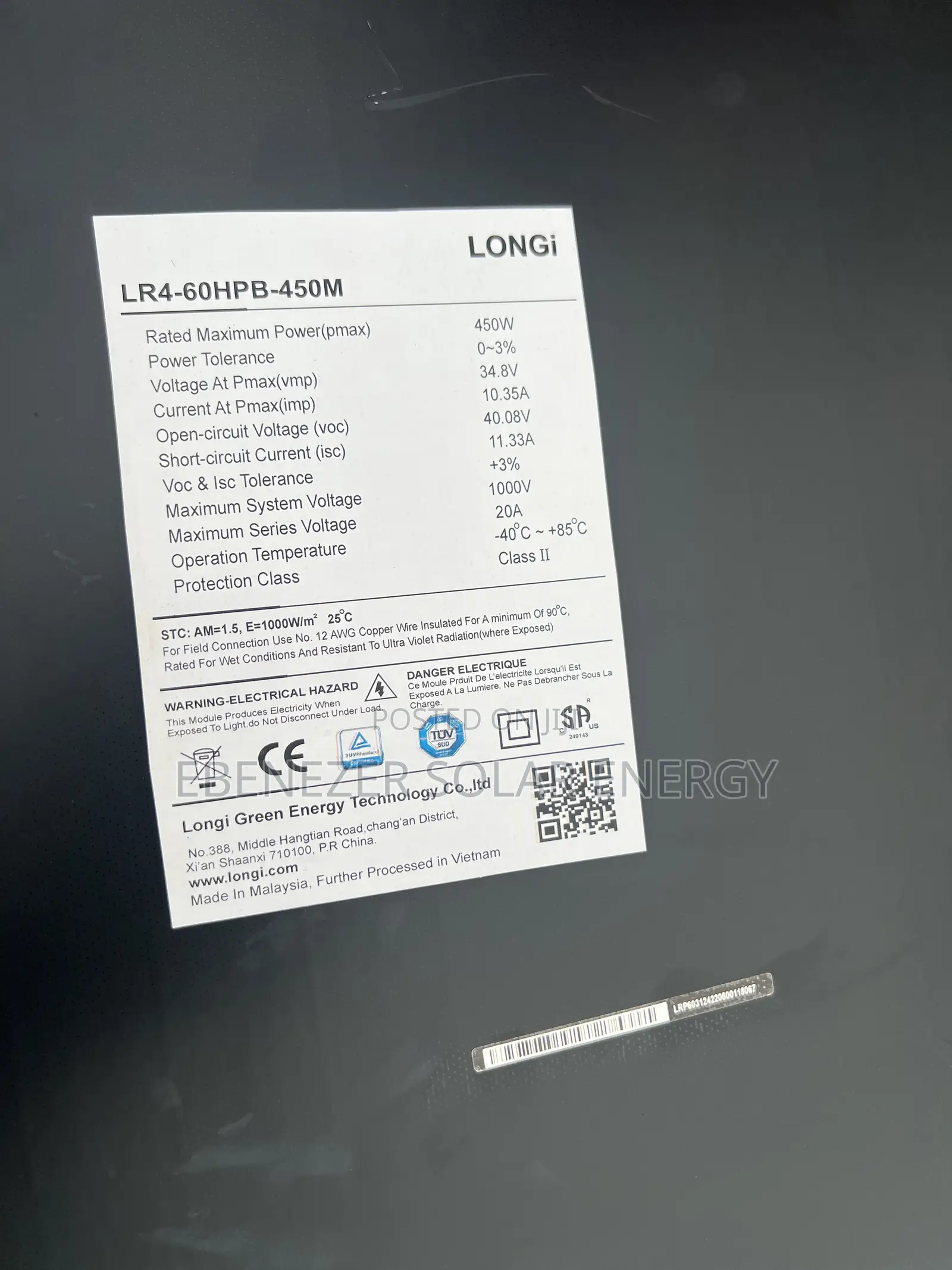 Longi 450w Solar Panels Mono Crystalline