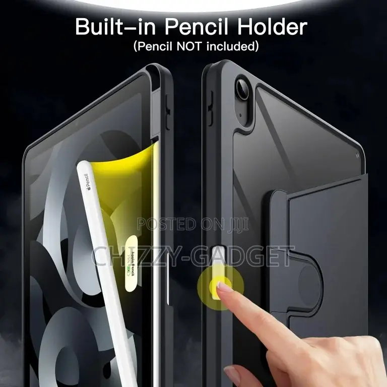 iPad Mini 3,4,5,6,7, Transparent Back Rotation Flip Case