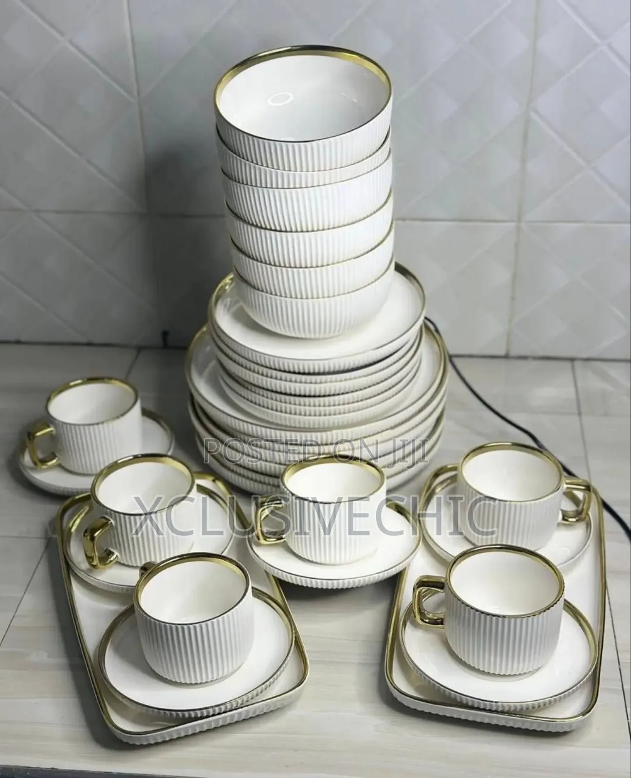 32pcs Breakable White Porcelain Dinner Set
